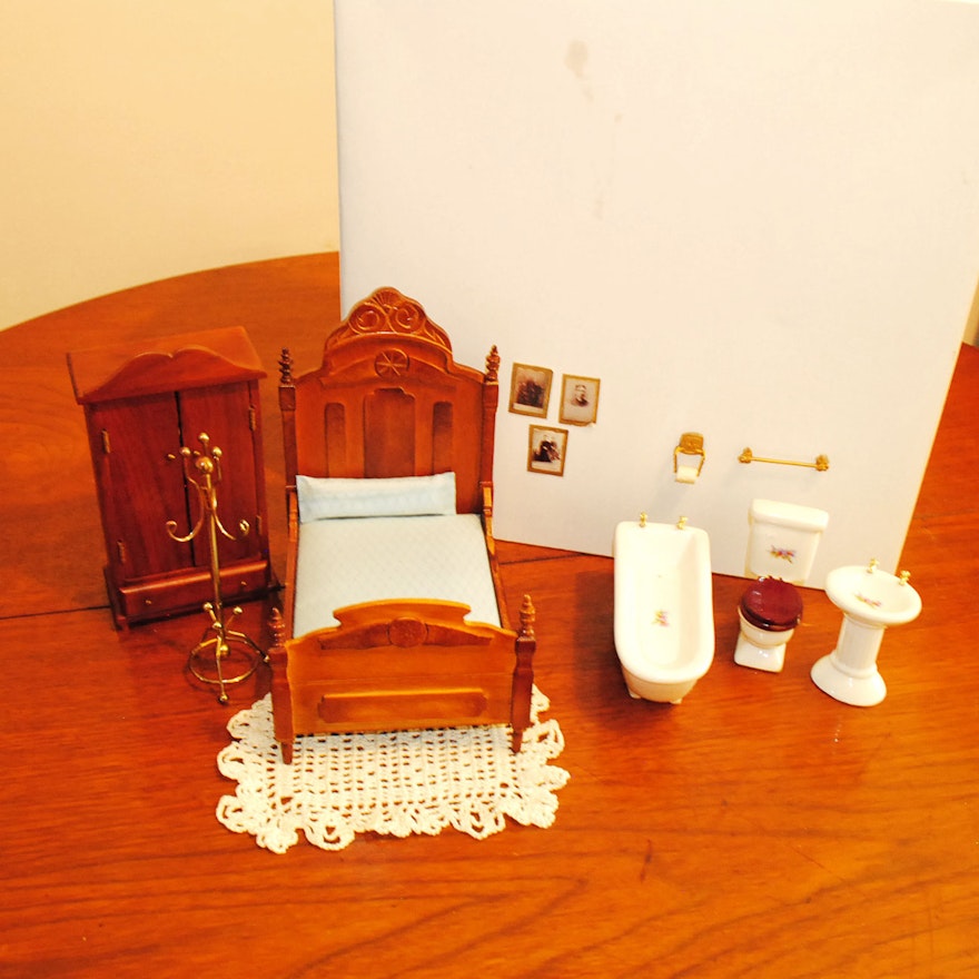 Bedroom and Bathroom Dollhouse Furniture