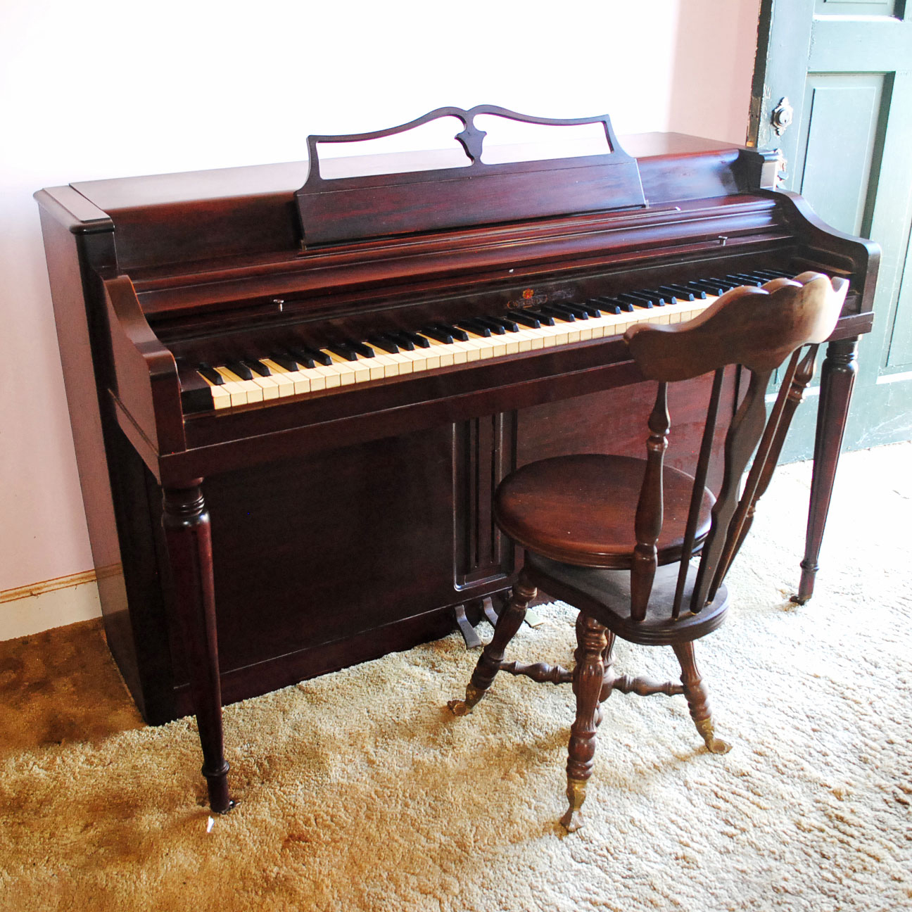 Vintage Wurlitzer Spinet Piano and Stool