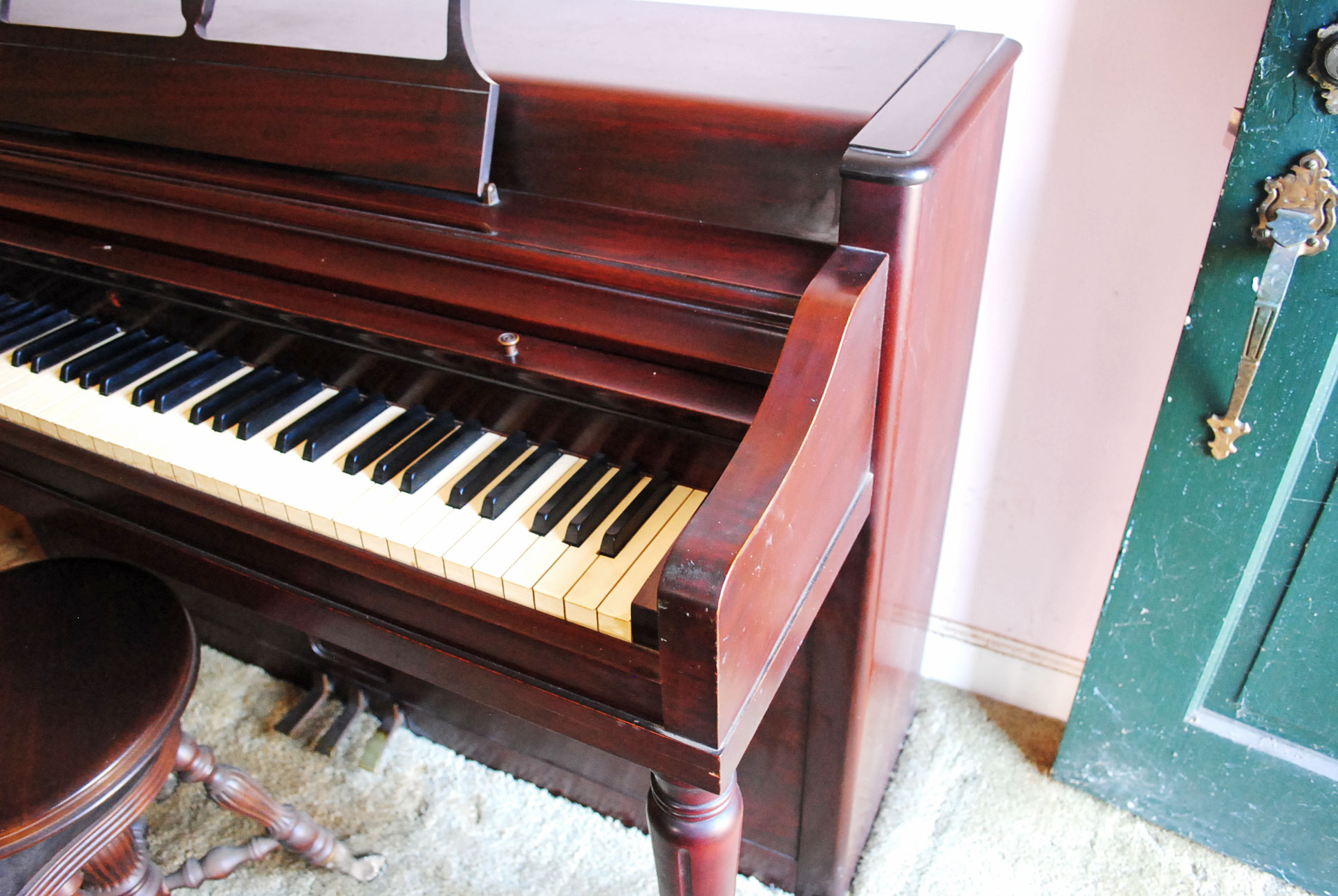 Vintage Wurlitzer Spinet Piano and Stool