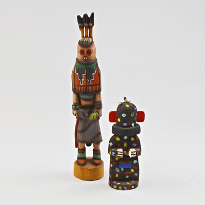 Hopi Pueblo Eugene Dallas Masau Kachina and L. Gallegos Kokosori Kachina