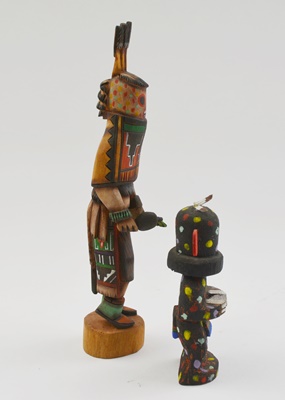 Hopi Pueblo Eugene Dallas Masau Kachina and L. Gallegos Kokosori Kachina