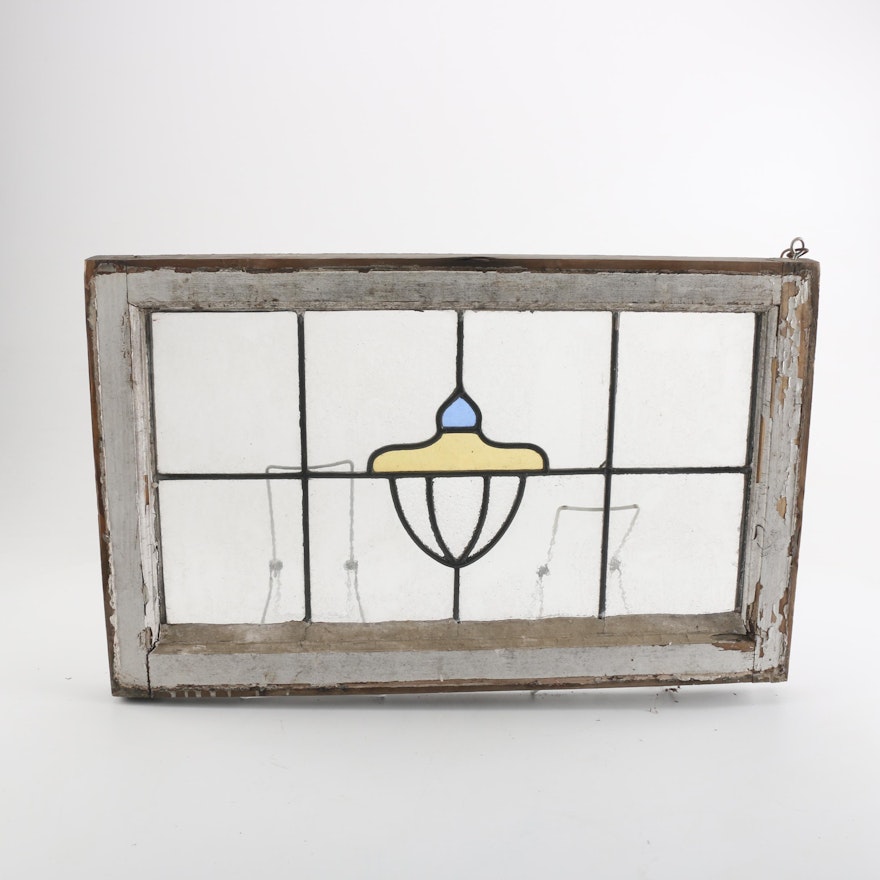 Wood Framed Stained Glass Window