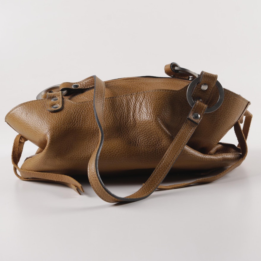 OMBU Brown Leather Shoulder Satchel