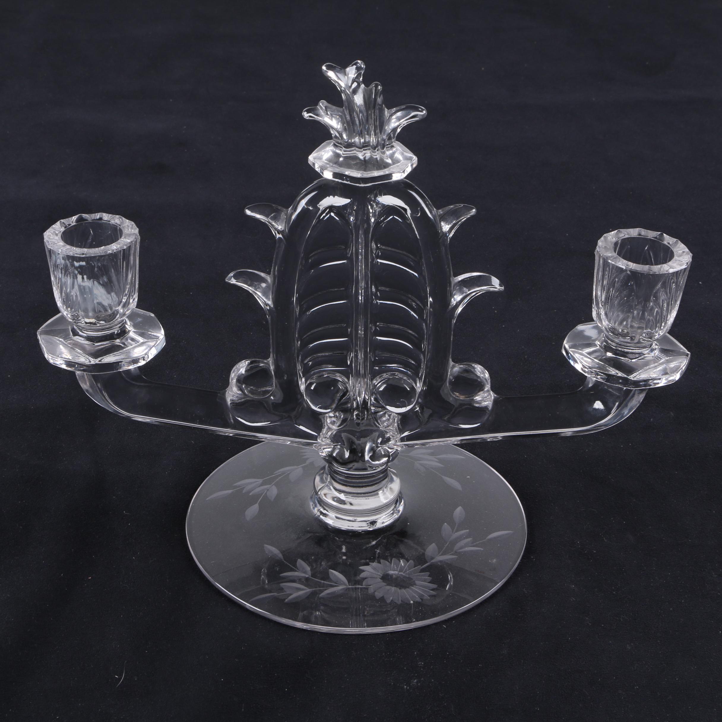 Vintage Glass Double Candle Holders