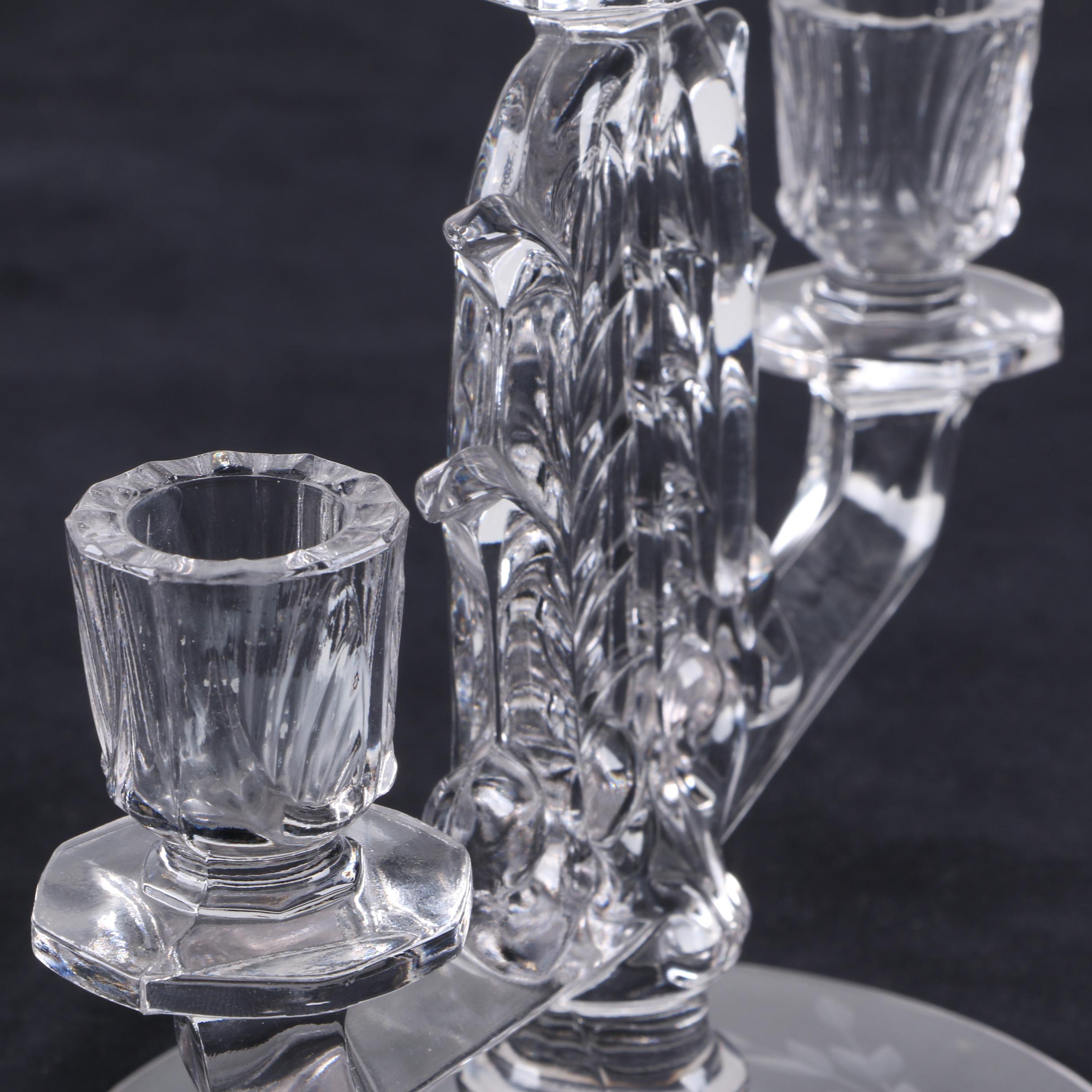Vintage Glass Double Candle Holders