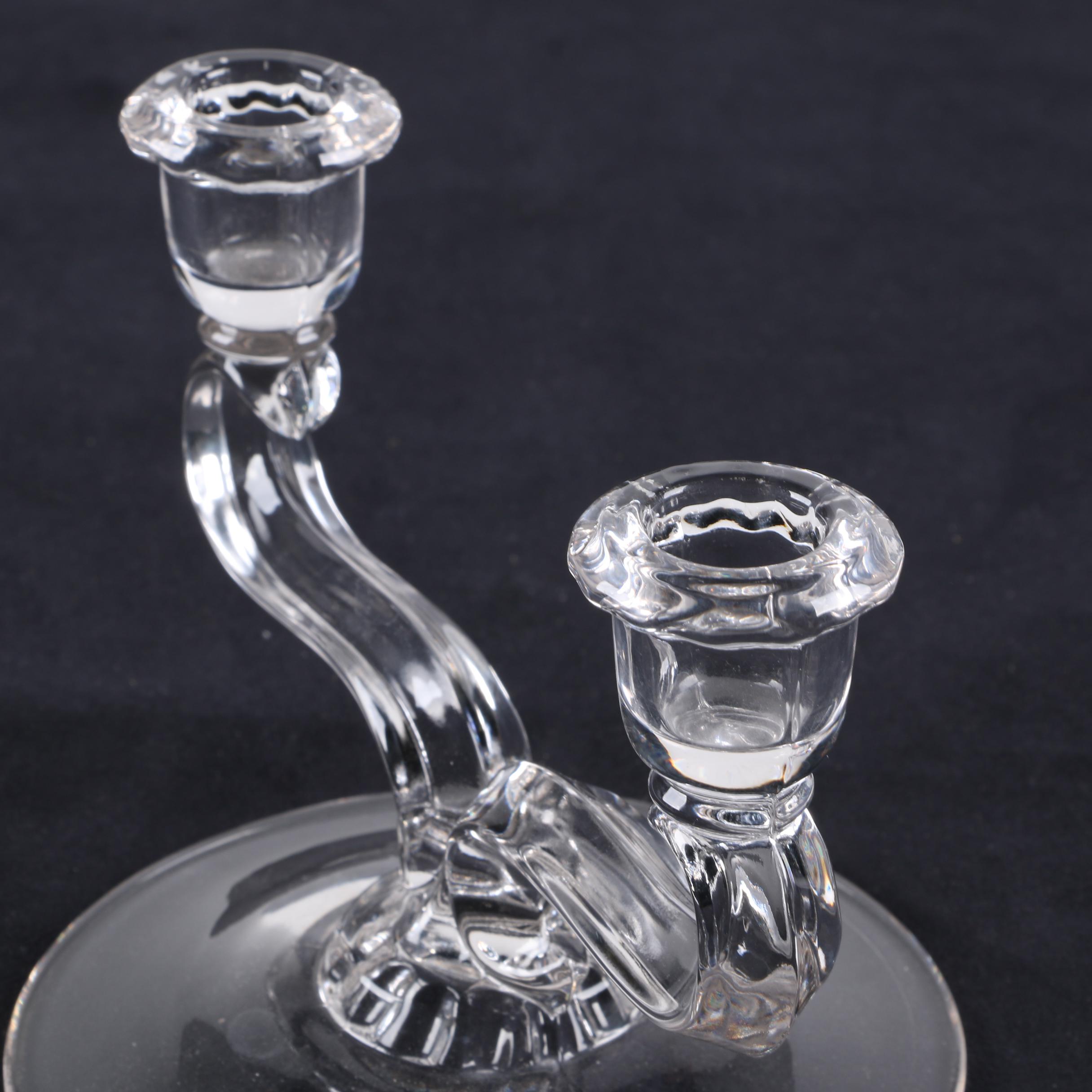 Vintage Glass Double Candle Holders