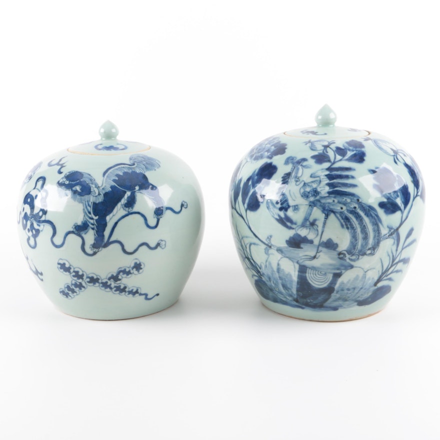 Chinese Ceramic Ginger Jars with Lids