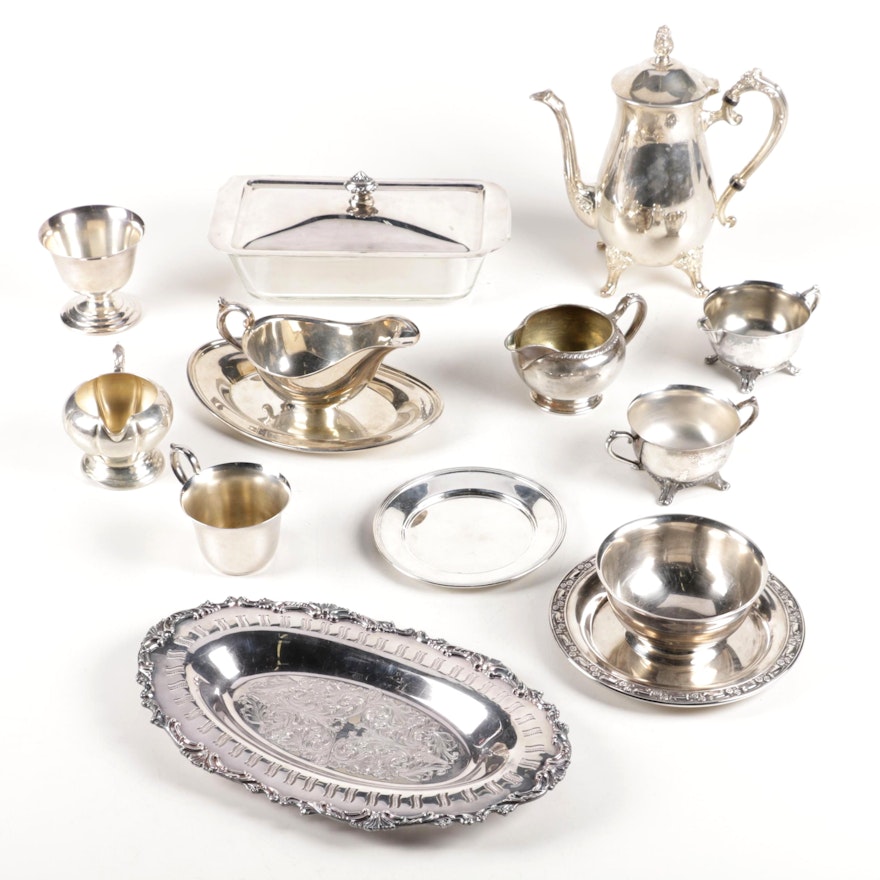 Oneida Community "Ascot" Silver Plate Pierced Bread Tray with Assorted Tableware