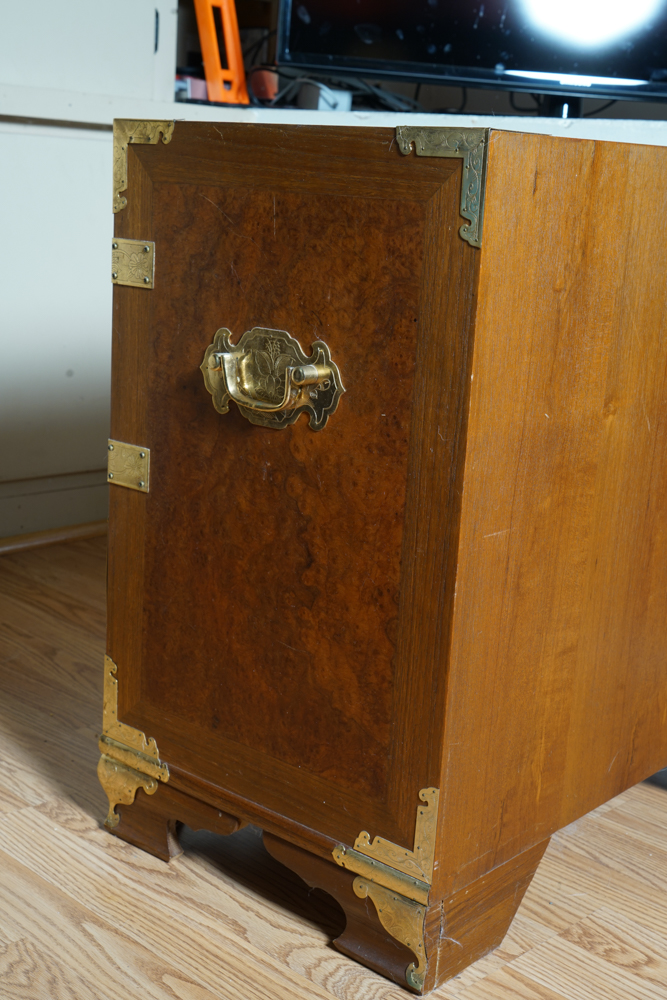 Small Korean Tansu Chest in Burled Wood