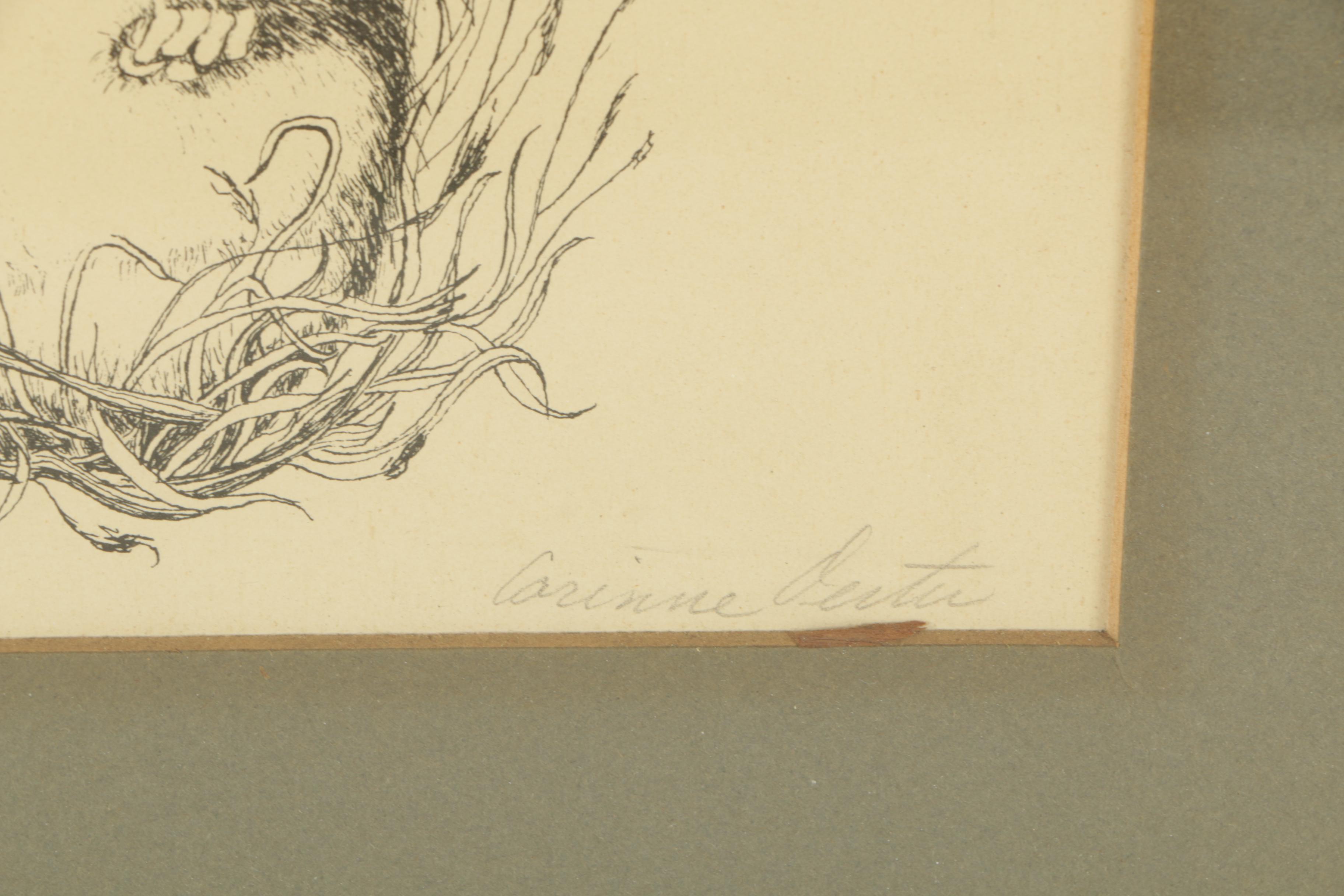 Corinne Oerter Lithograph on Paper of a Field Mouse