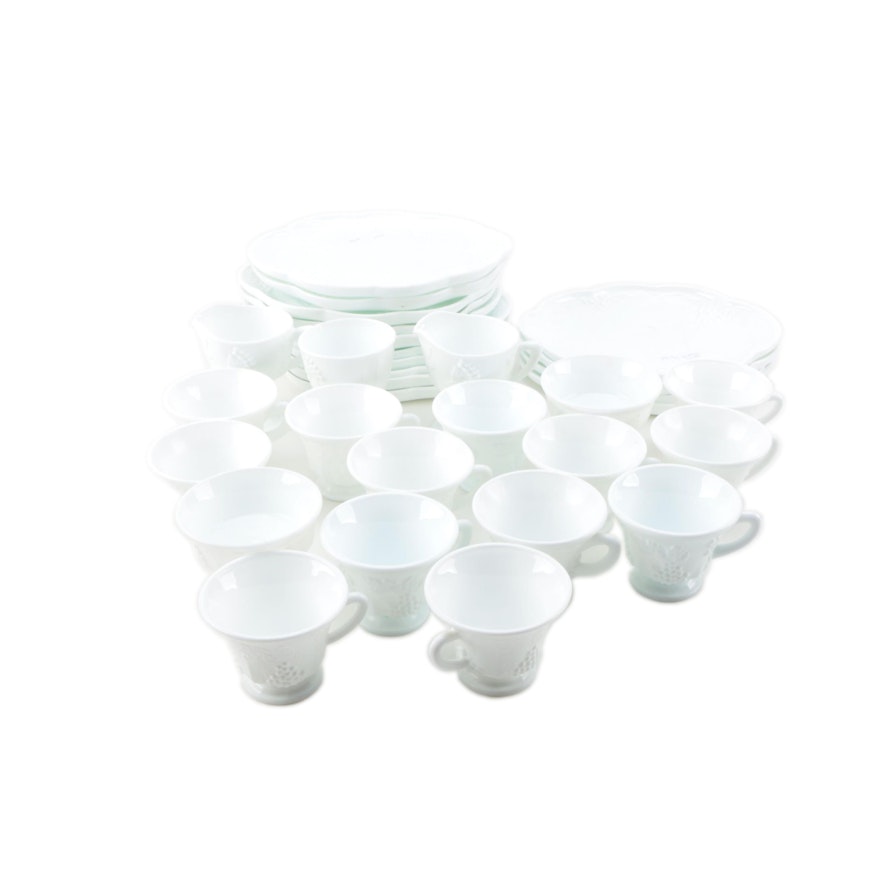 Embossed Milk Glass Grape Tableware