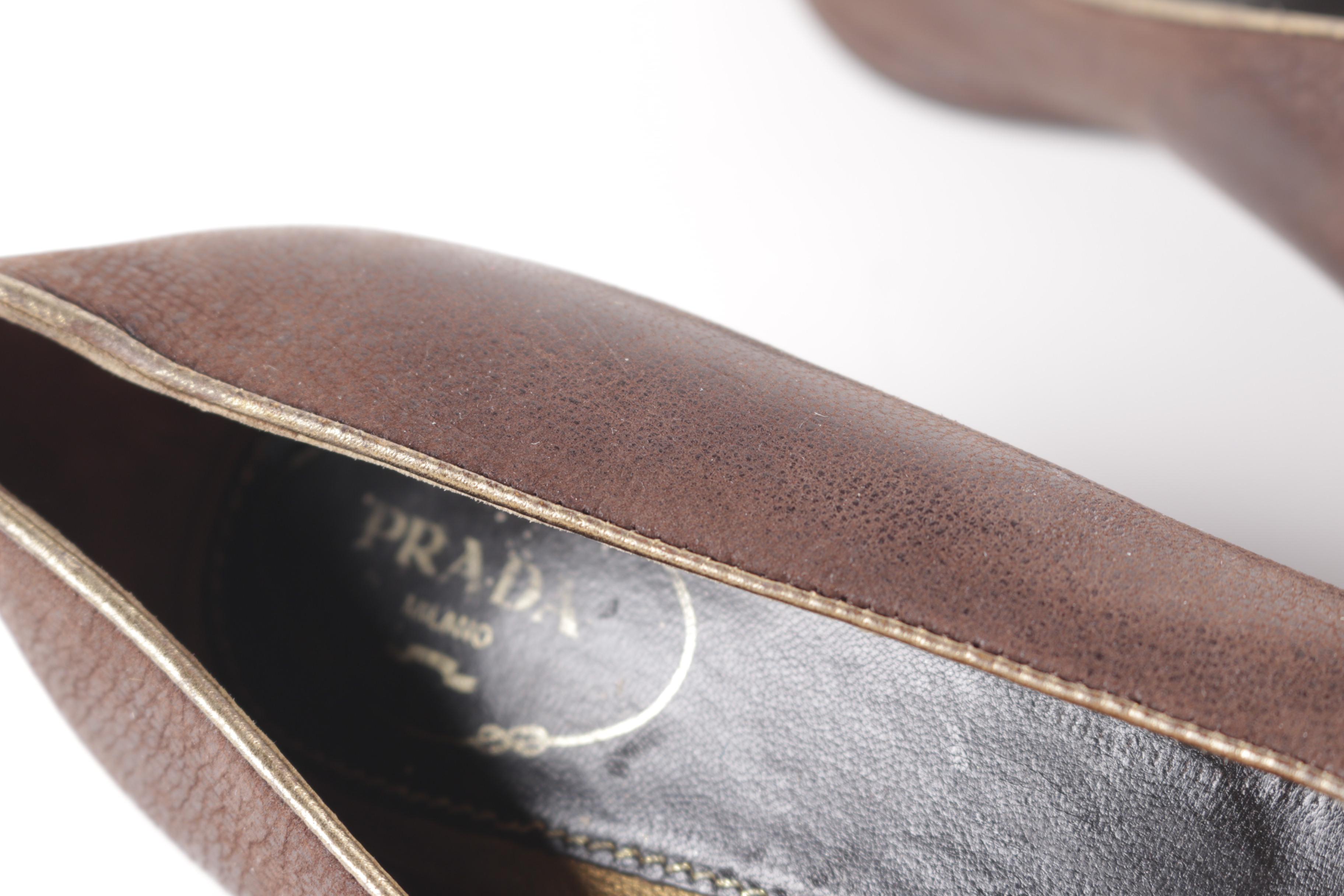 Prada Brown Leather Flats