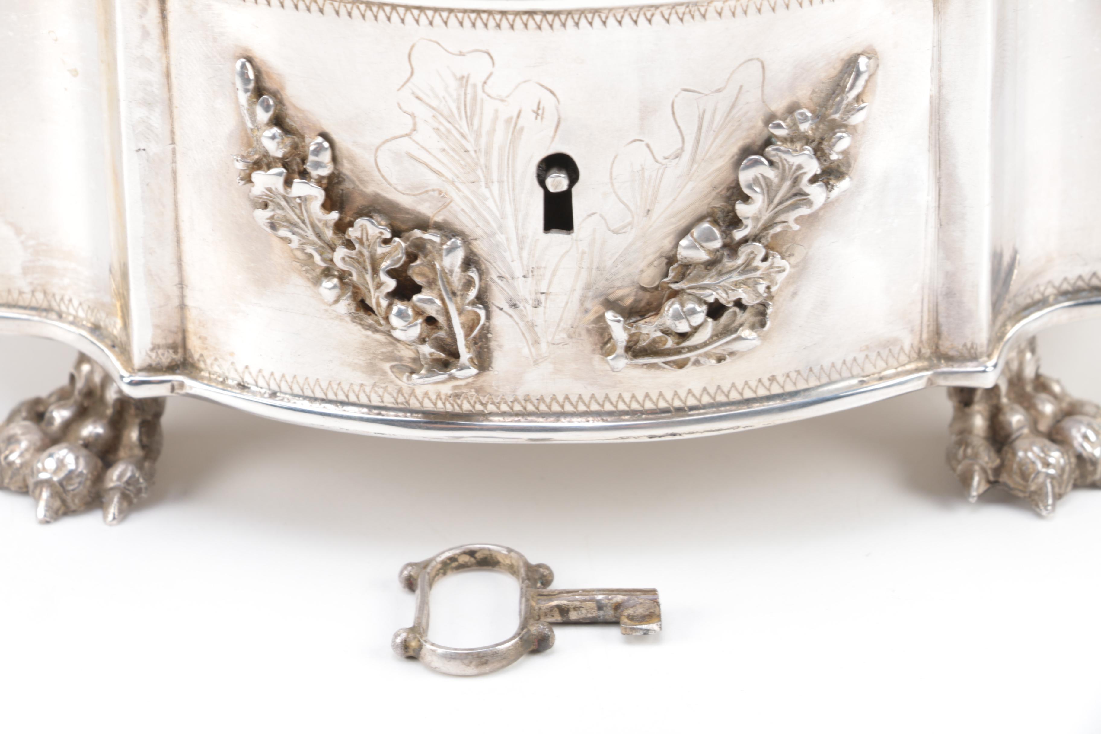 1844 Pavel Fedorovich Sazikov Russian 875 Silver Breakfront Box with Buck Figure