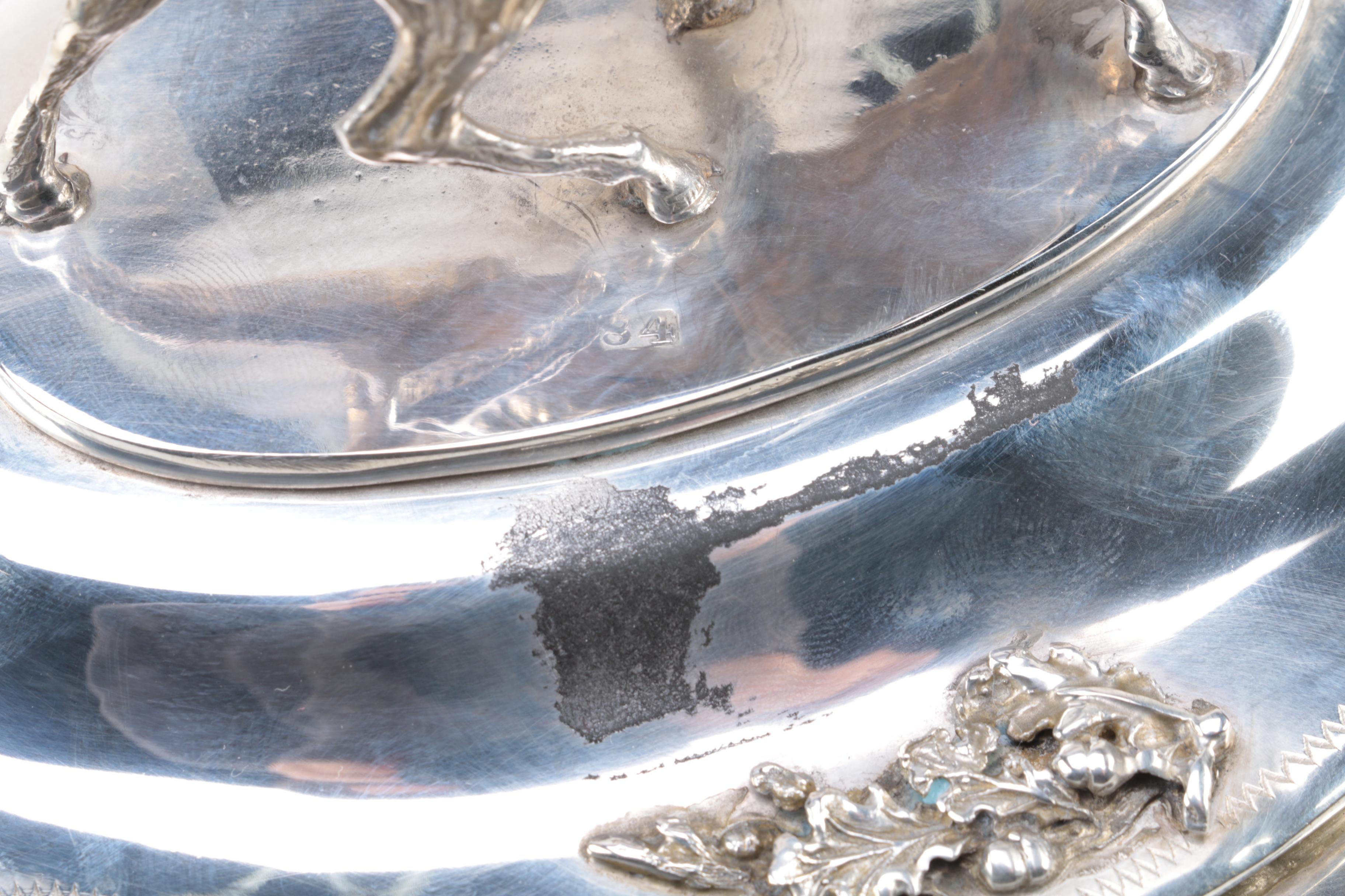 1844 Pavel Fedorovich Sazikov Russian 875 Silver Breakfront Box with Buck Figure