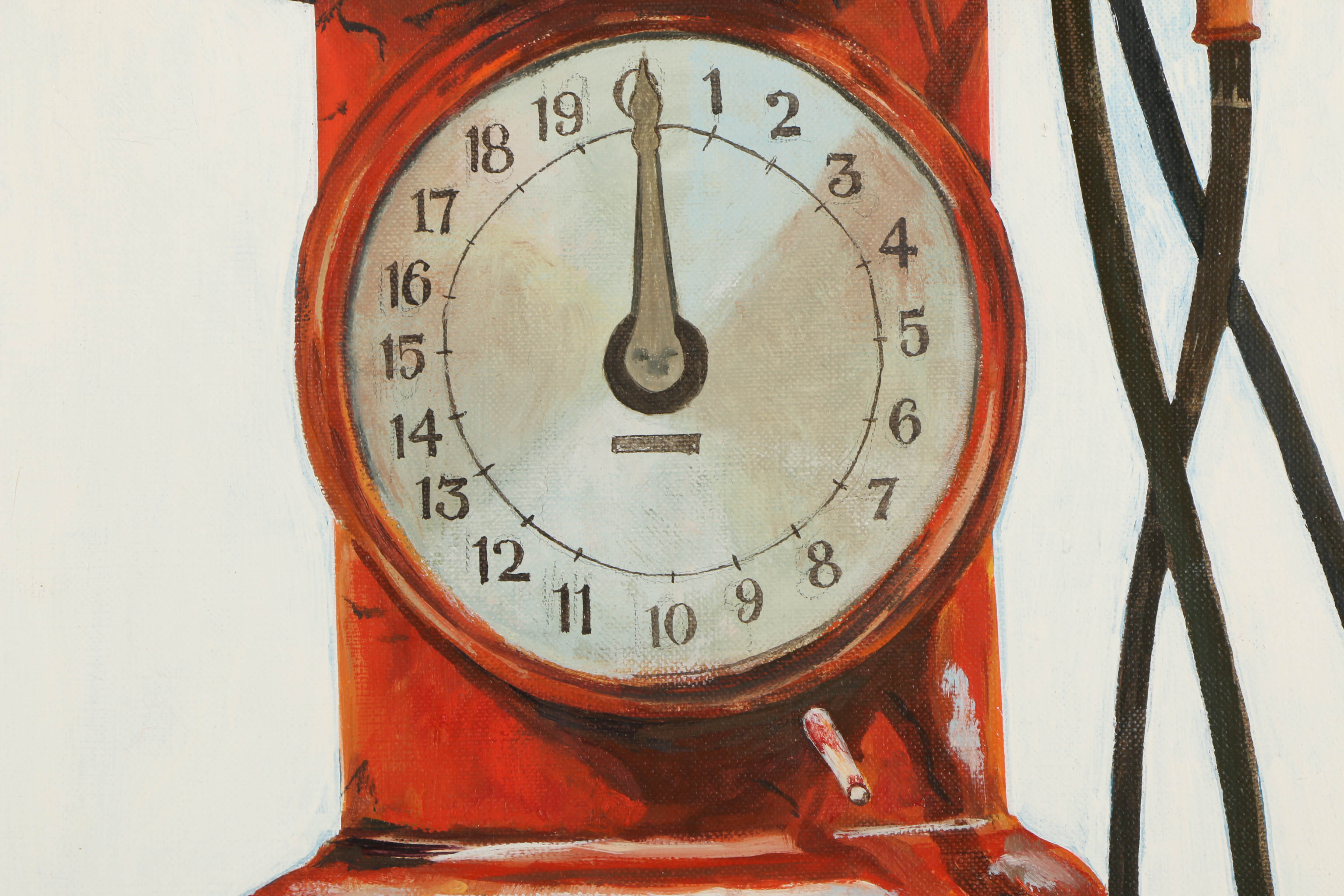 Jaime Ortiz Oil on Canvas Painting of an Antique Gasoline Pump