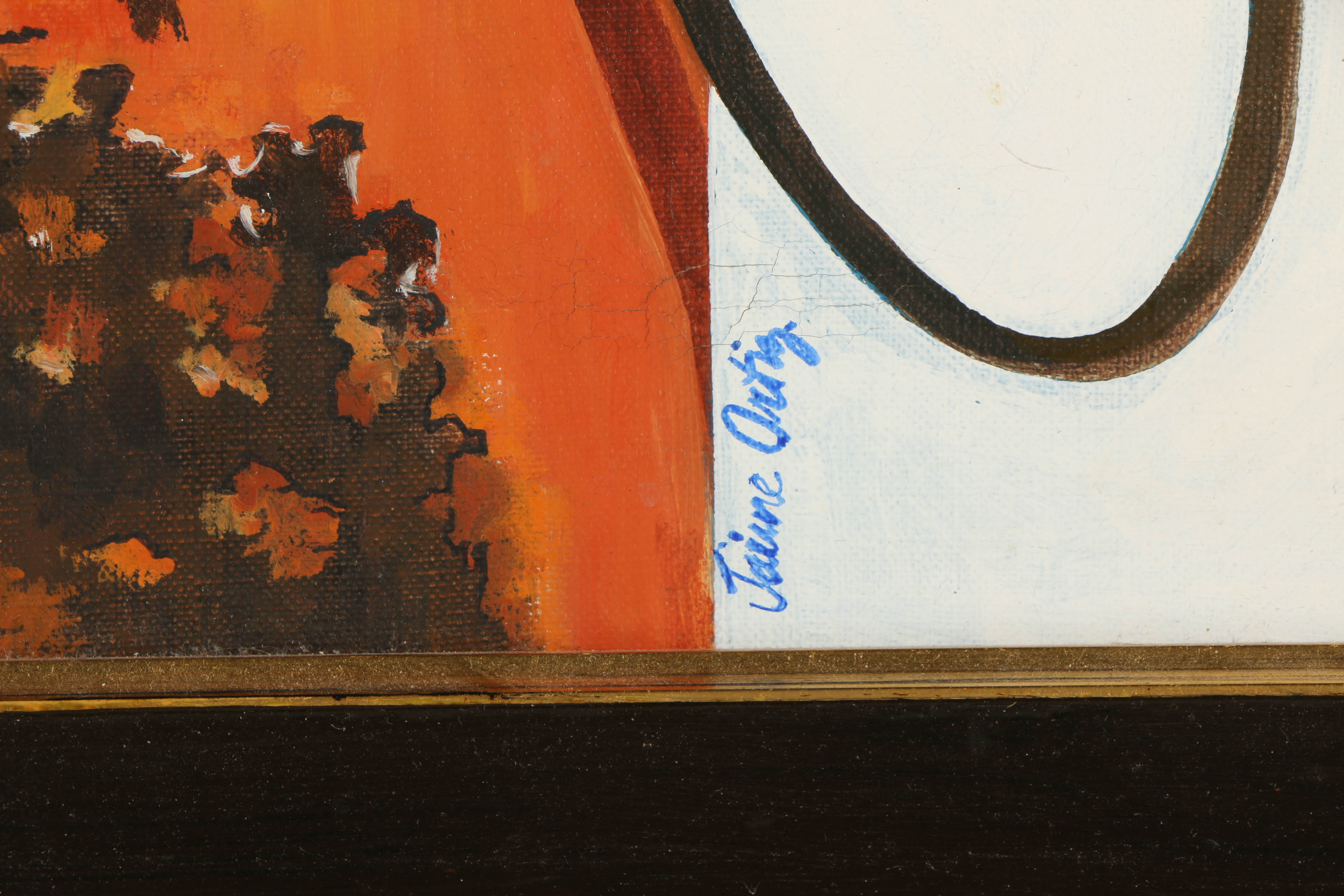 Jaime Ortiz Oil on Canvas Painting of an Antique Gasoline Pump