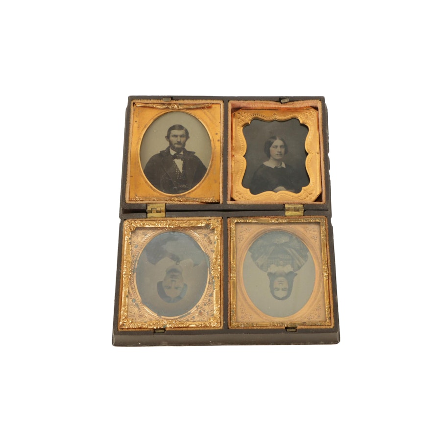 Antique Photographs in a Christmas Themed Thermoplastic Union Case