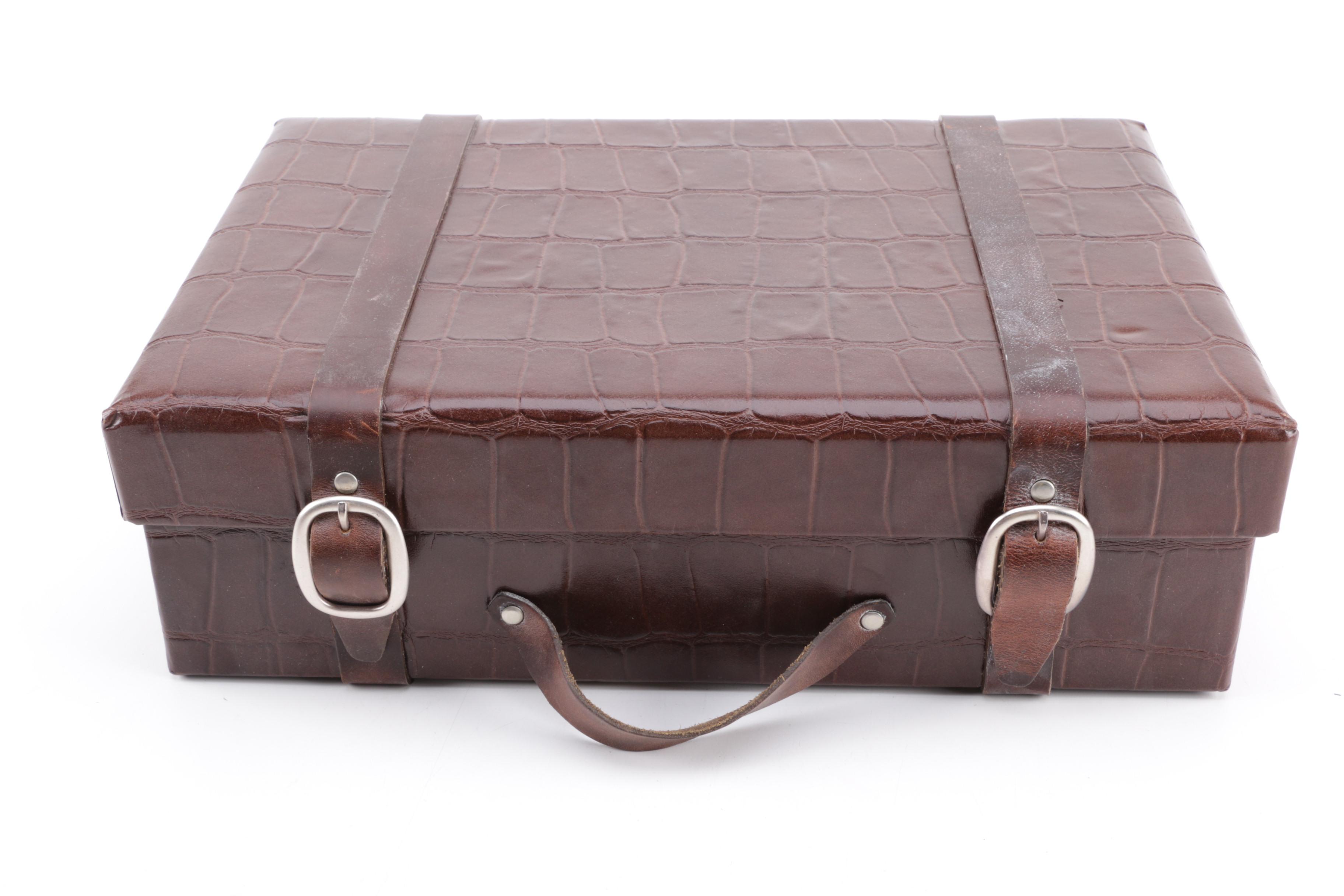 Two Faux Leather Storage Boxes