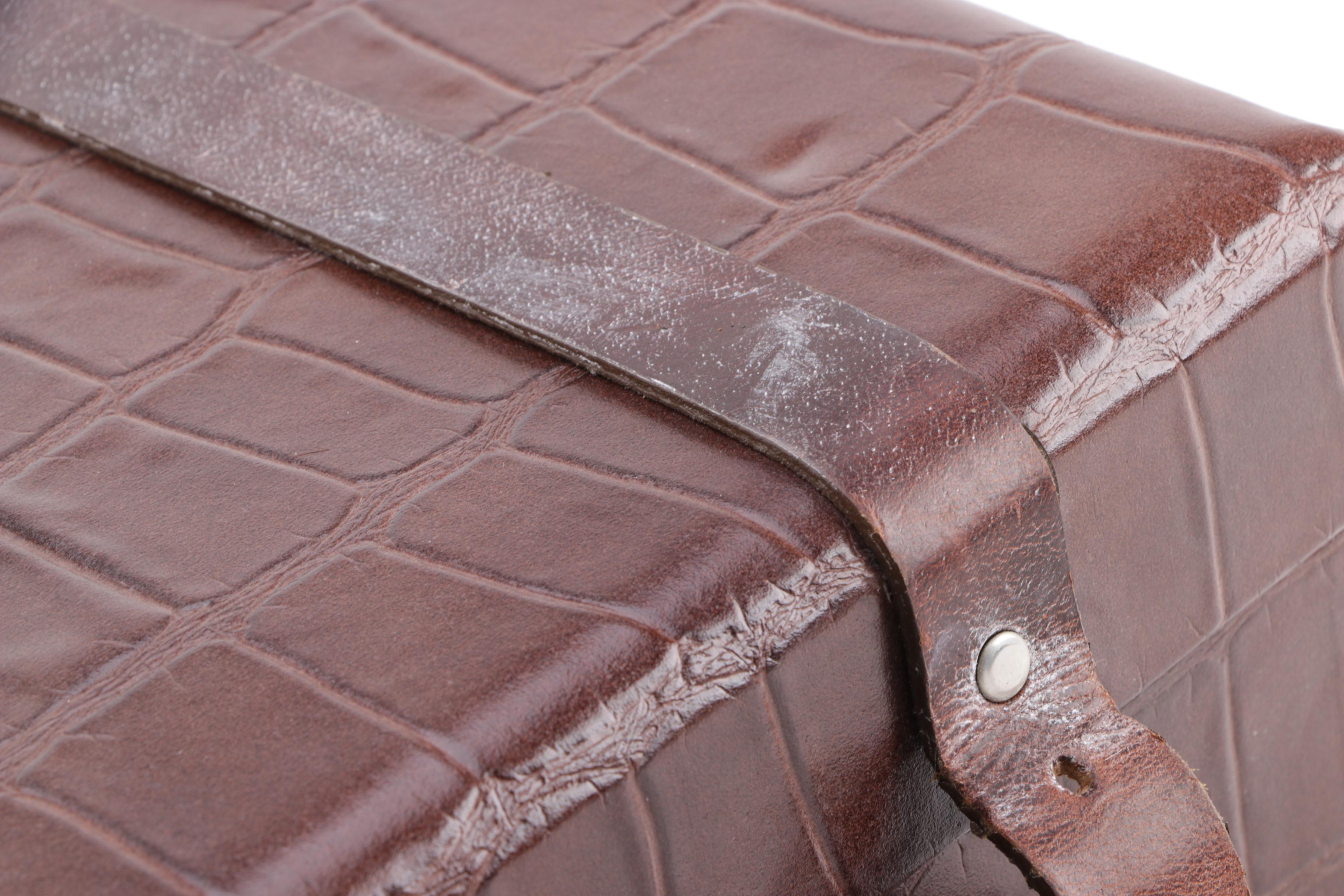 Two Faux Leather Storage Boxes