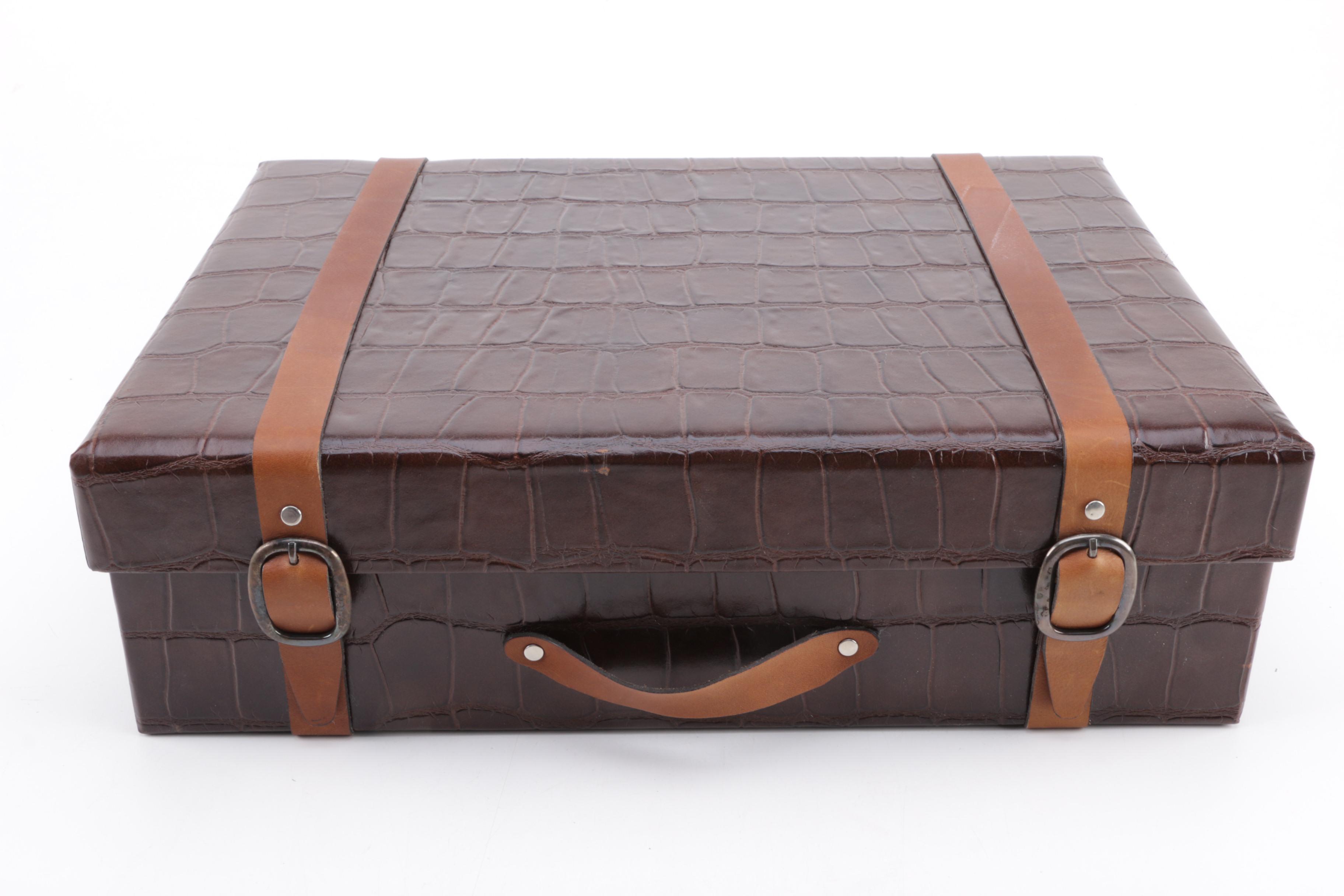 Two Faux Leather Storage Boxes