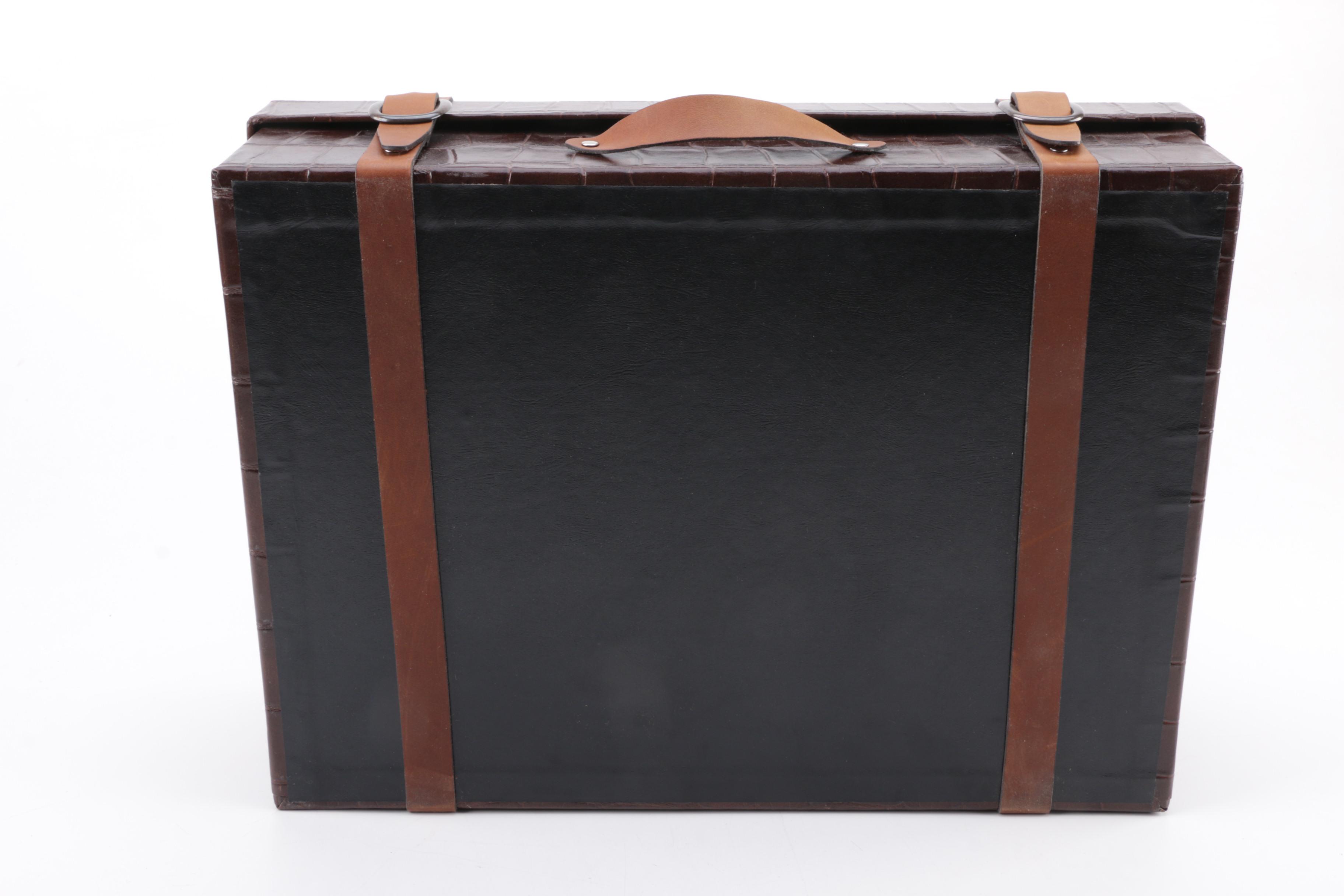 Two Faux Leather Storage Boxes