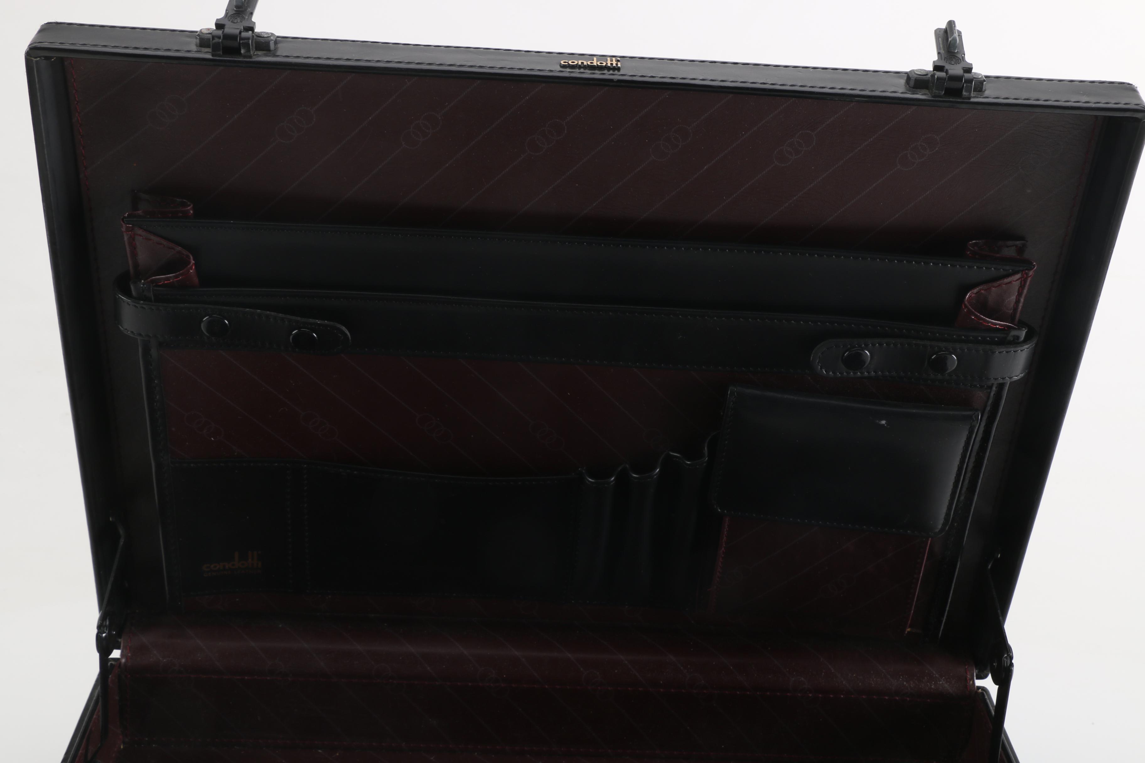 Condotti of Italy Black Leather Briefcase