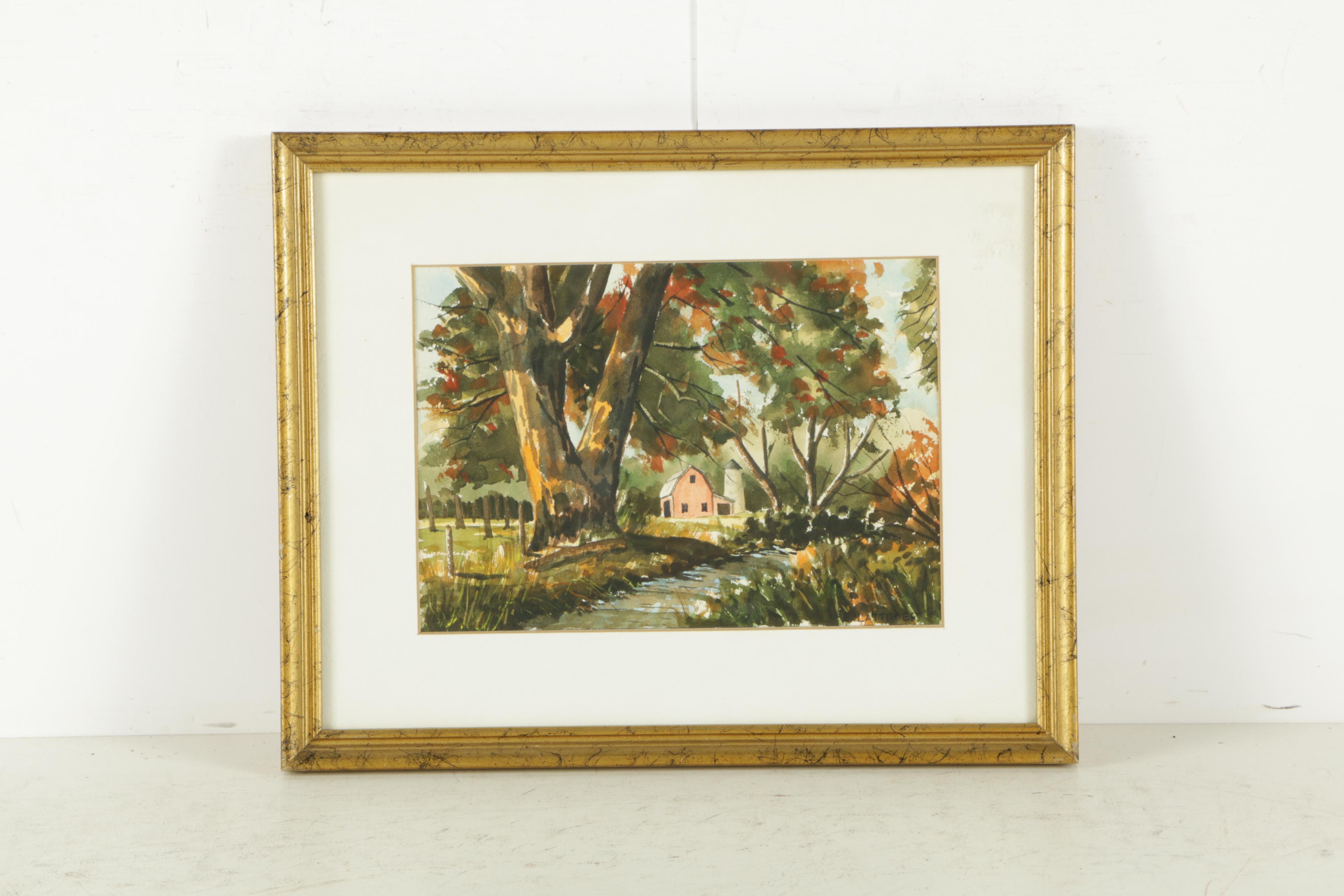 E. Lattimer Watercolor Paintings Including "Country Church Around the Bend"