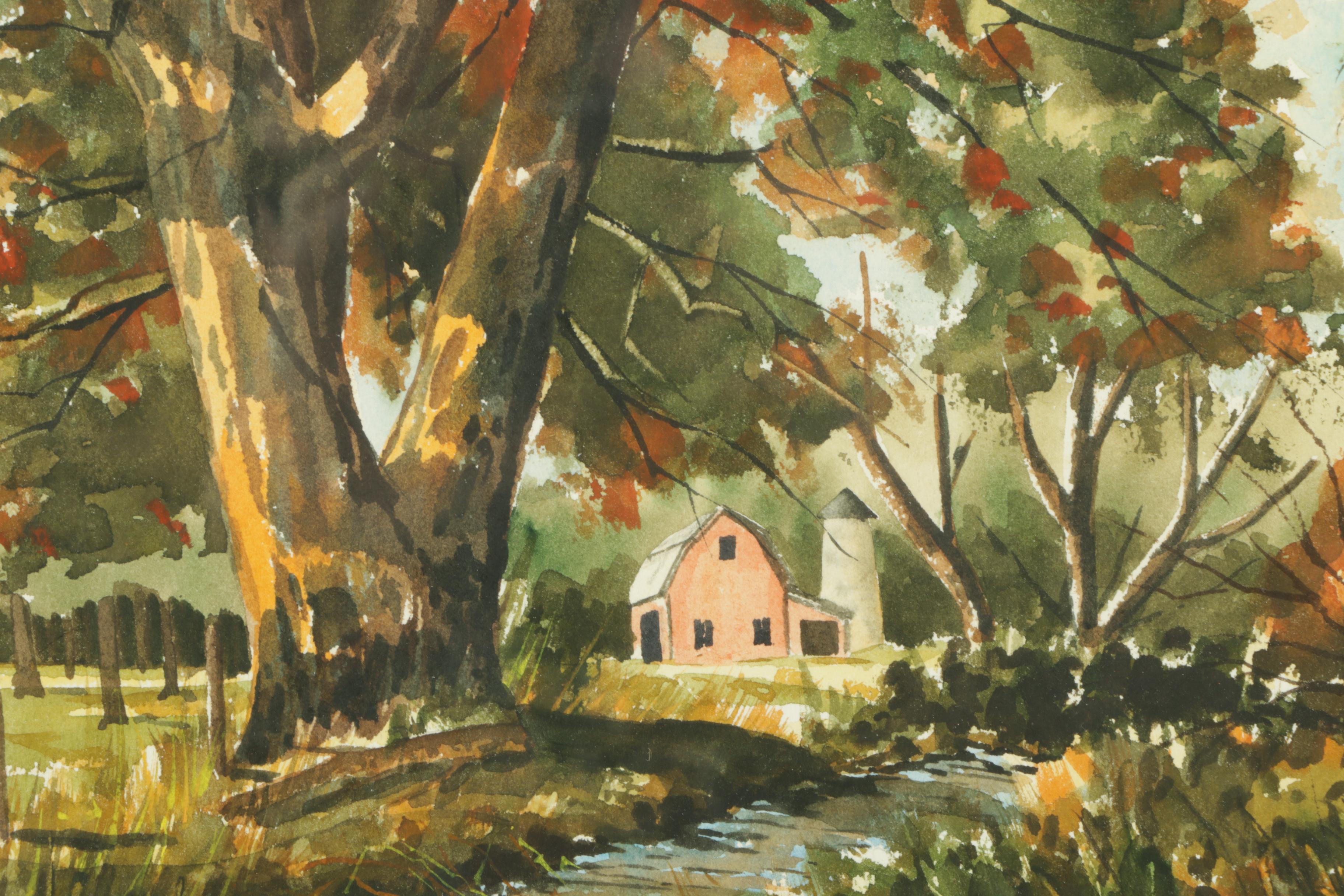 E. Lattimer Watercolor Paintings Including "Country Church Around the Bend"