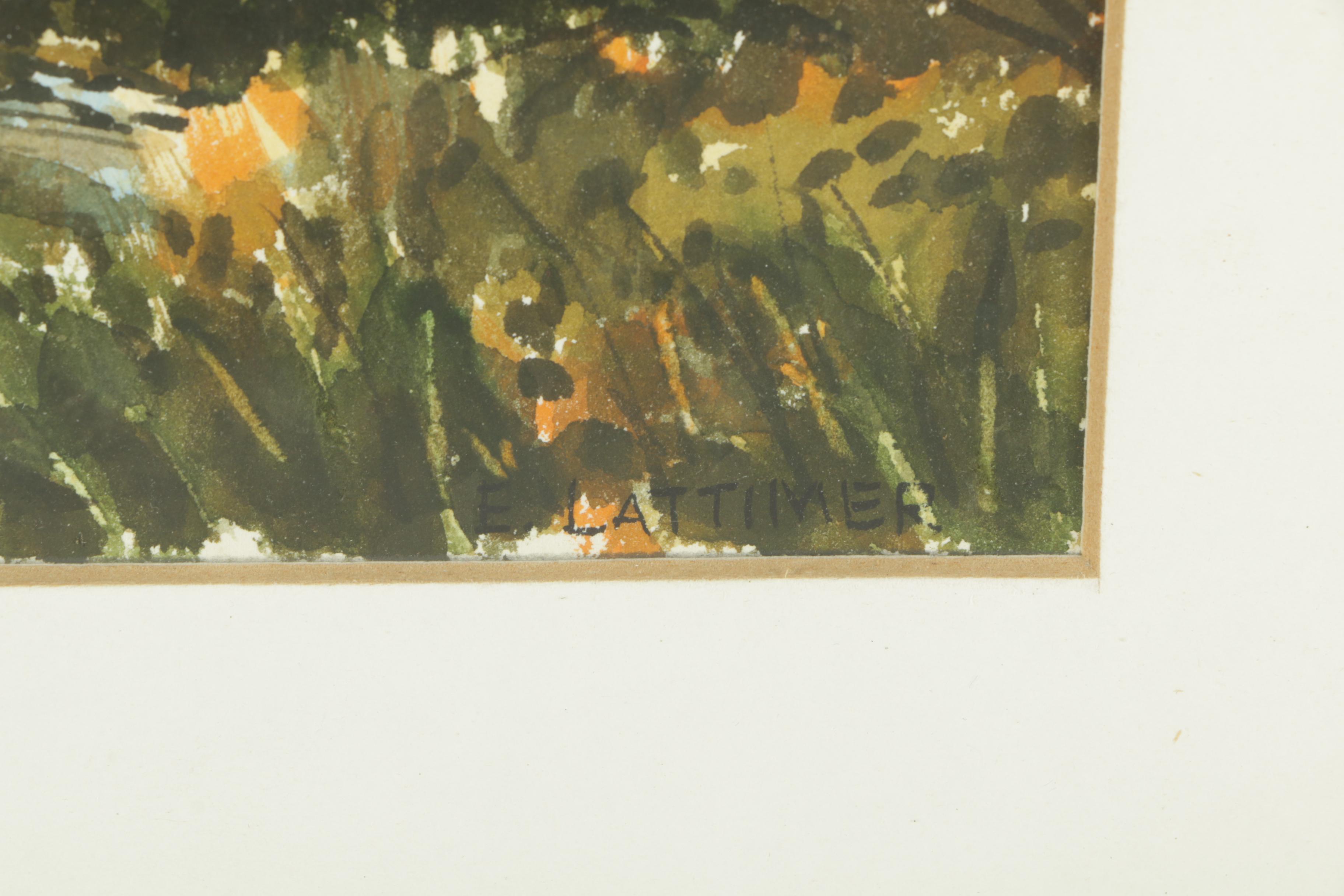 E. Lattimer Watercolor Paintings Including "Country Church Around the Bend"