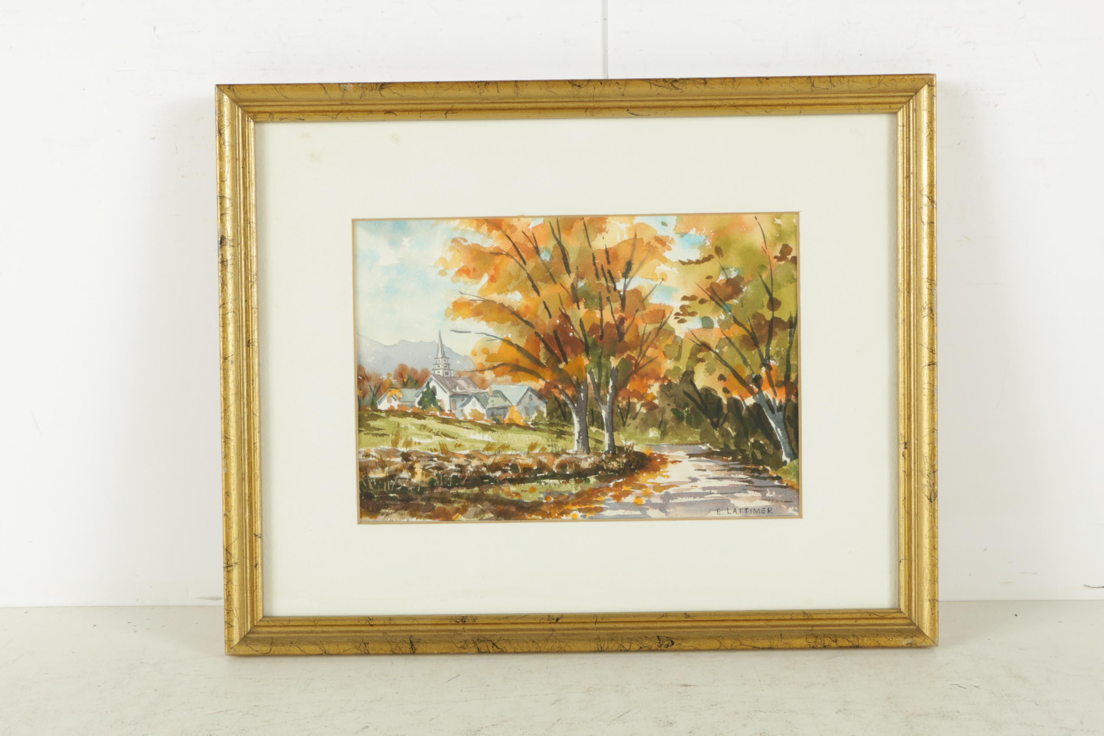E. Lattimer Watercolor Paintings Including "Country Church Around the Bend"