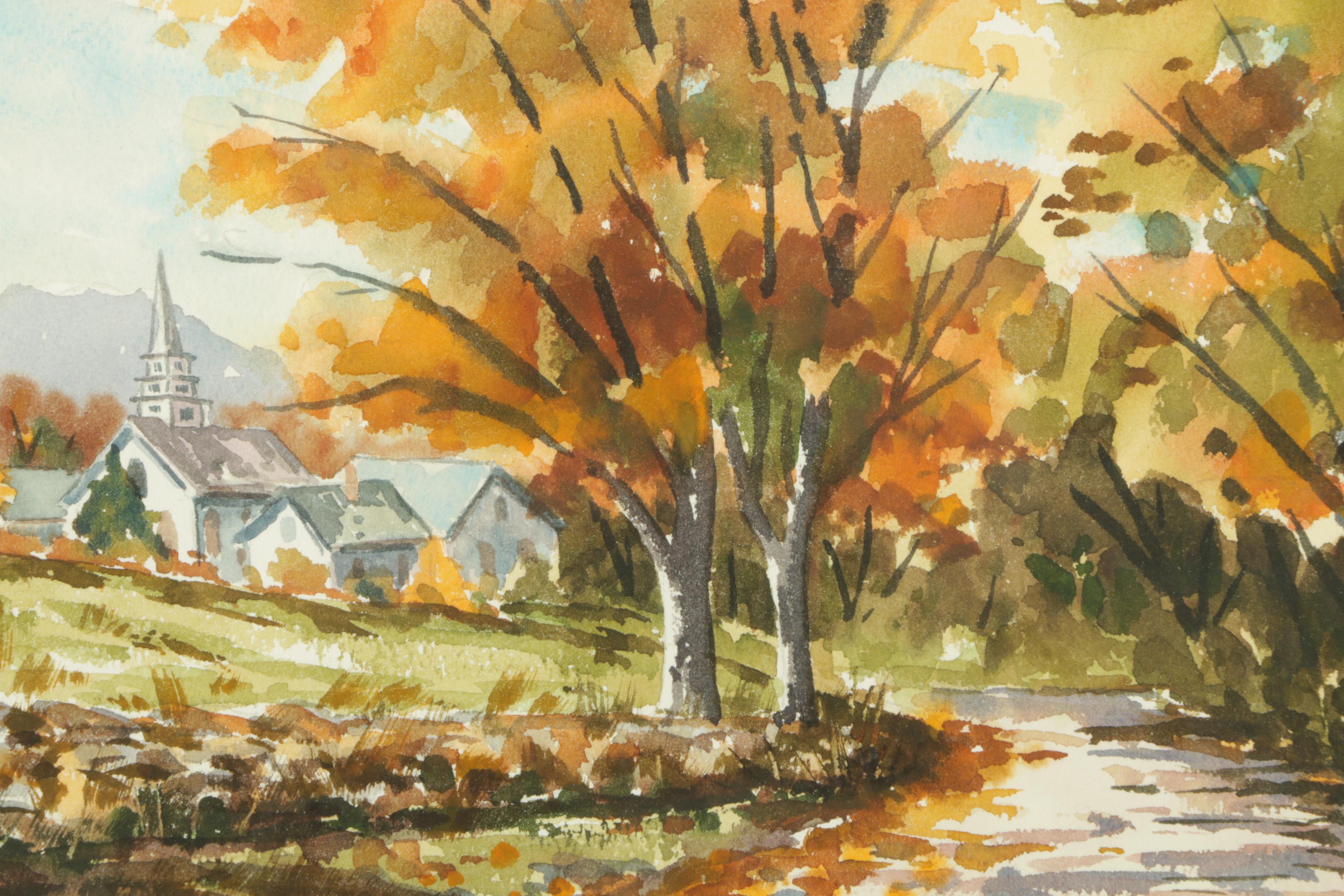 E. Lattimer Watercolor Paintings Including "Country Church Around the Bend"
