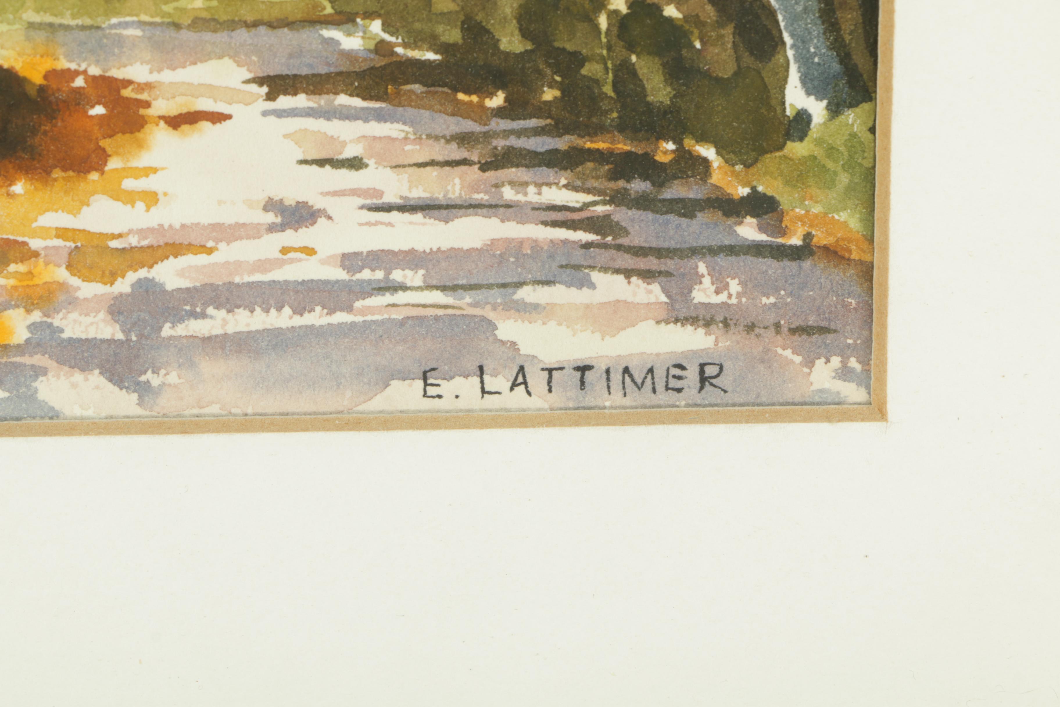 E. Lattimer Watercolor Paintings Including "Country Church Around the Bend"