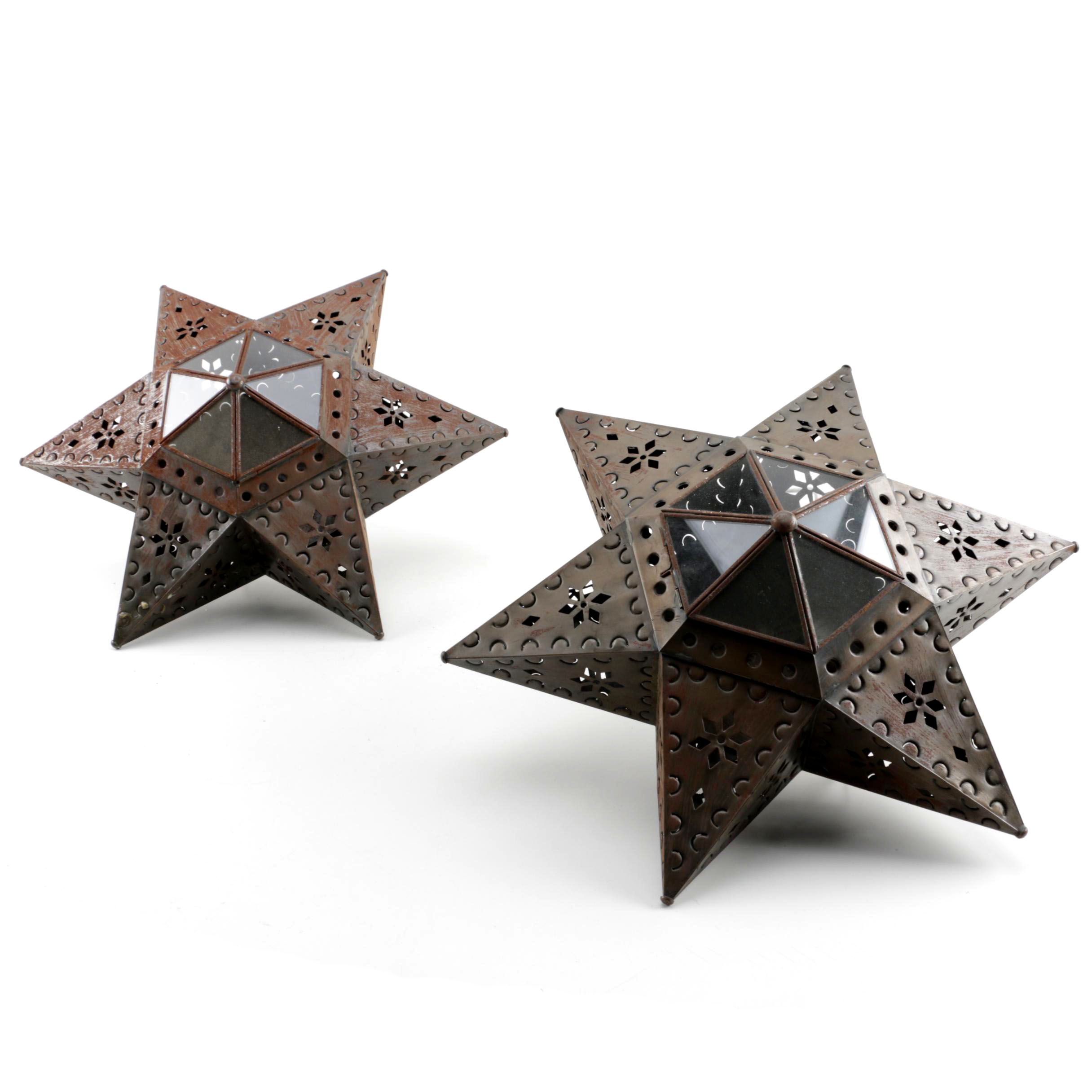 Wall Mounted Pierced Metal Star Lanterns
