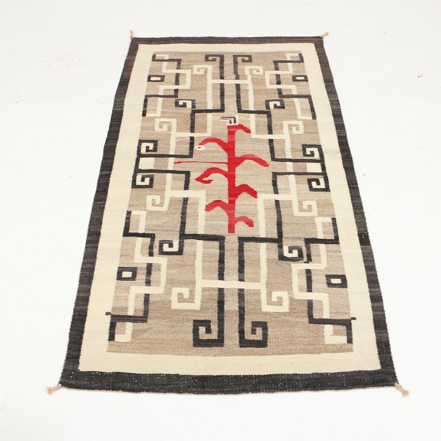 Hand-Woven Native American Style Flat Weave Area Rug