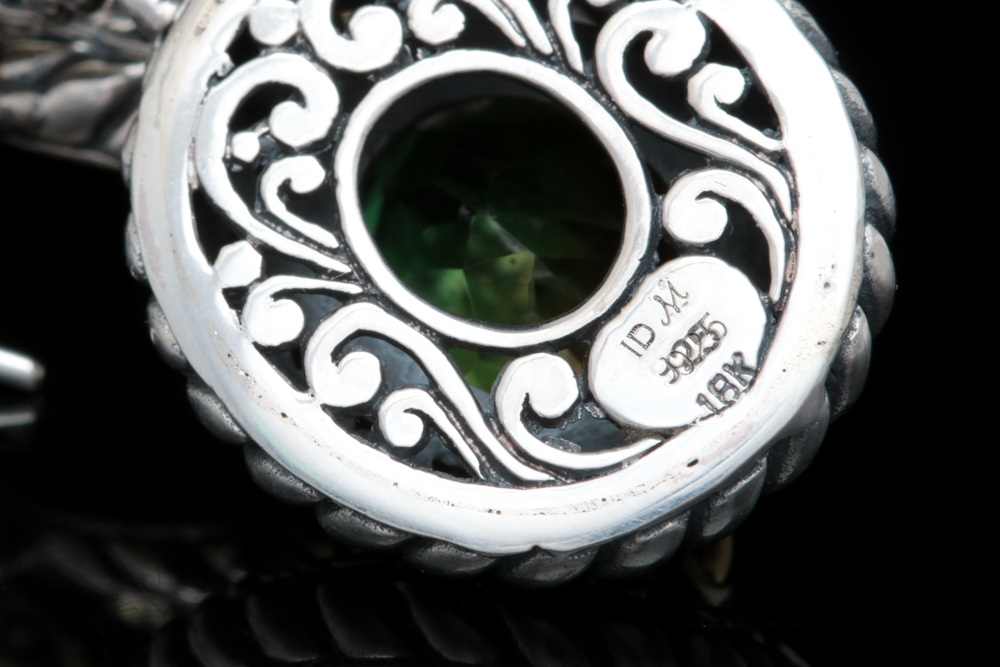 Robert Manse Sterling Silver, 18K Yellow Gold and Green Quartz Doublet Earrings