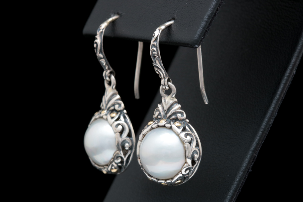 Robert Manse Sterling Silver, 18K Yellow Gold and Mabé Pearl Earrings