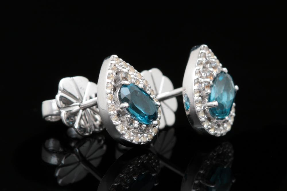 Robert Manse Sterling Silver, Blue and White Topaz Earrings