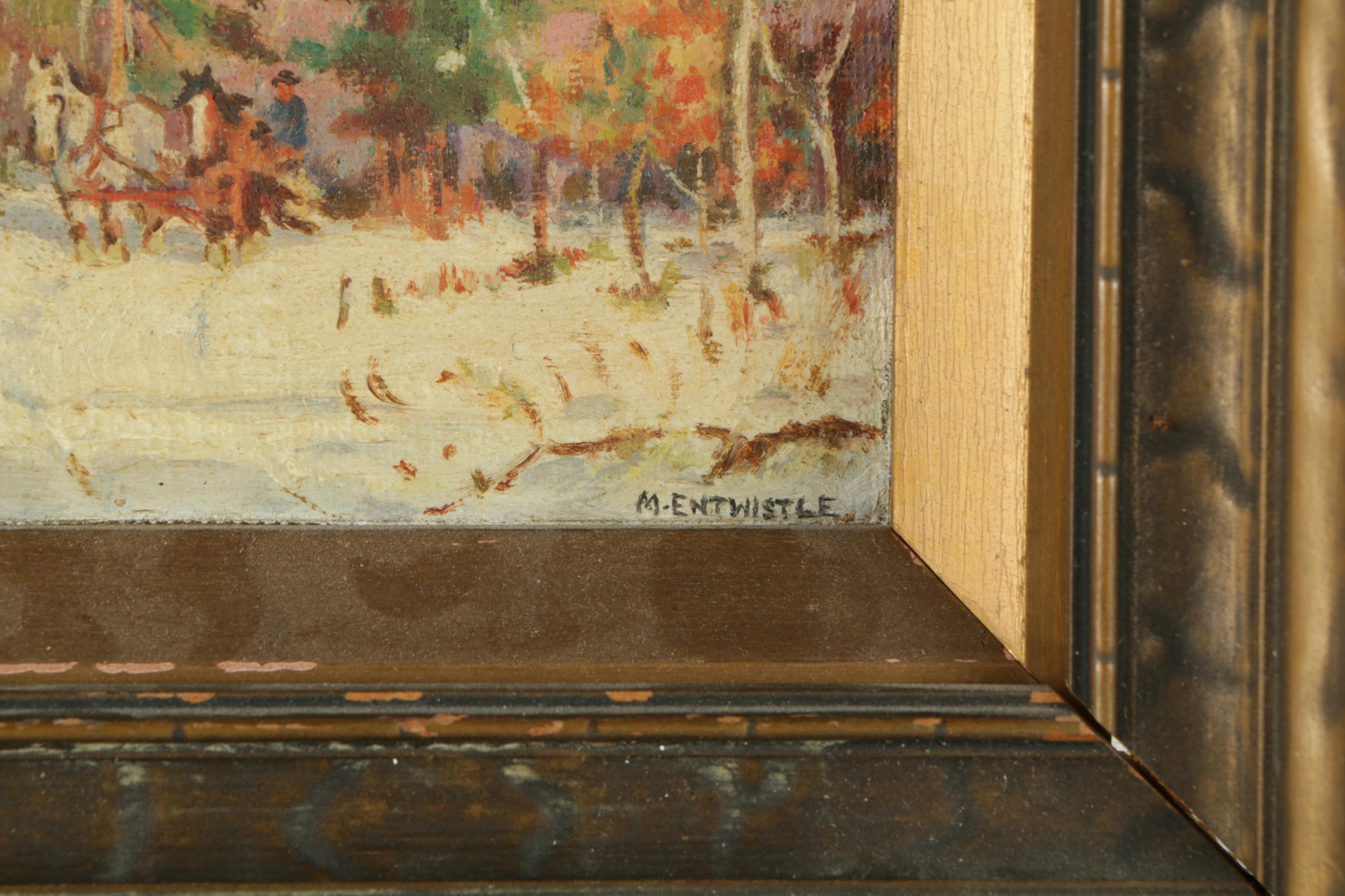 M. Entwistle Oil Painting on Canvas Board