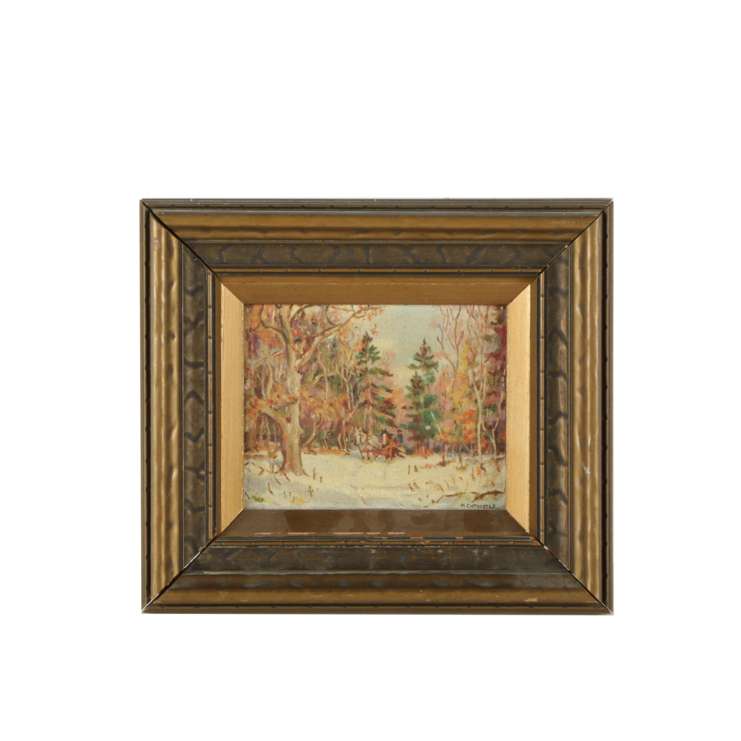 M. Entwistle Oil Painting on Canvas Board