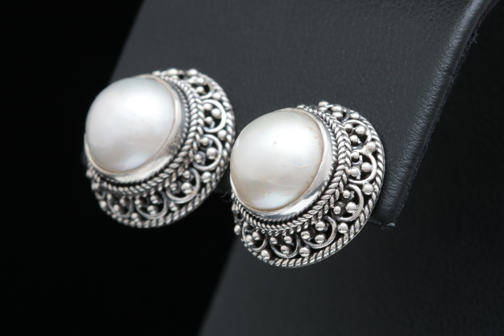 Sterling Silver and Mabé Pearl Earrings