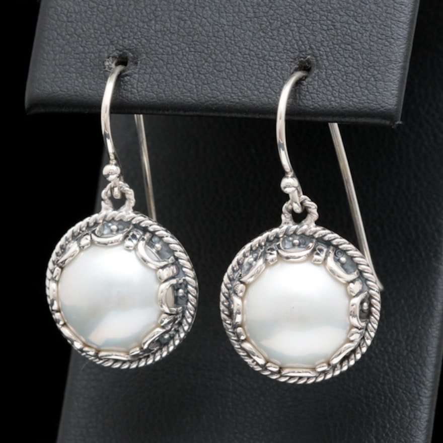 Sterling Silver and Mabé Pearl Earrings