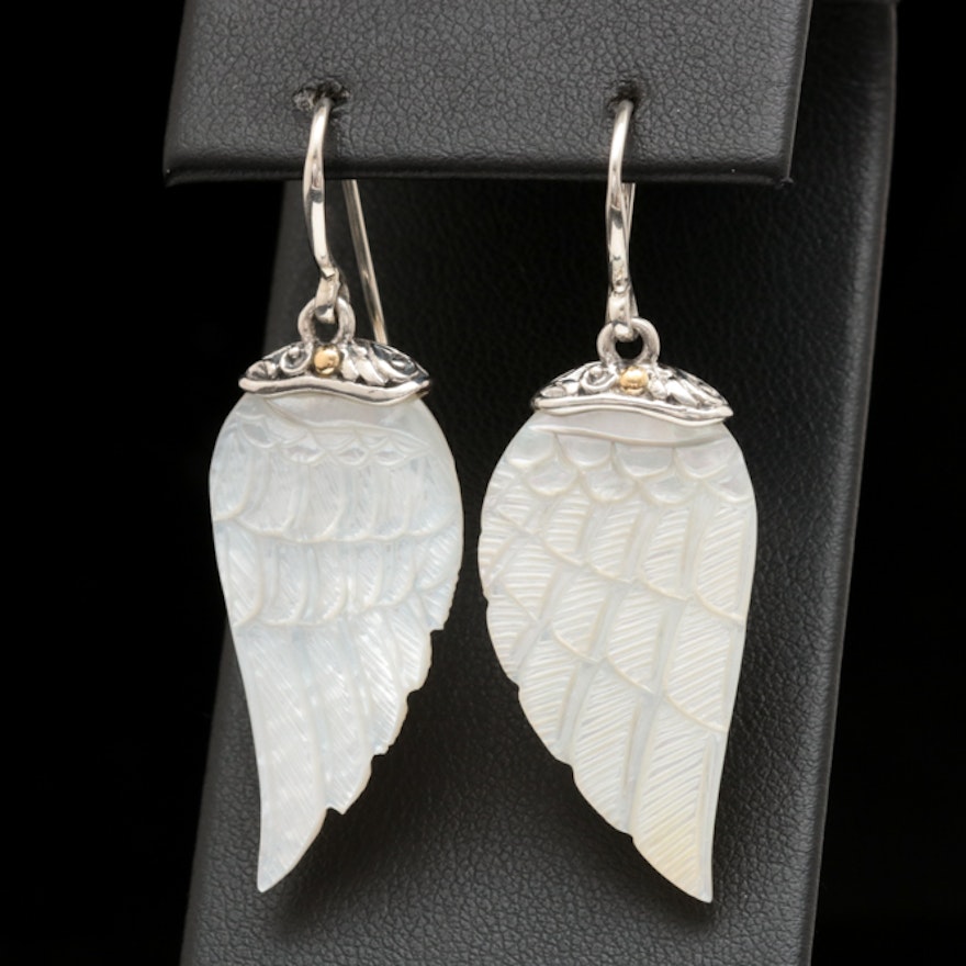 Robert Manse Sterling Silver, 18K Yellow Gold and Mother of Pearl Earrings