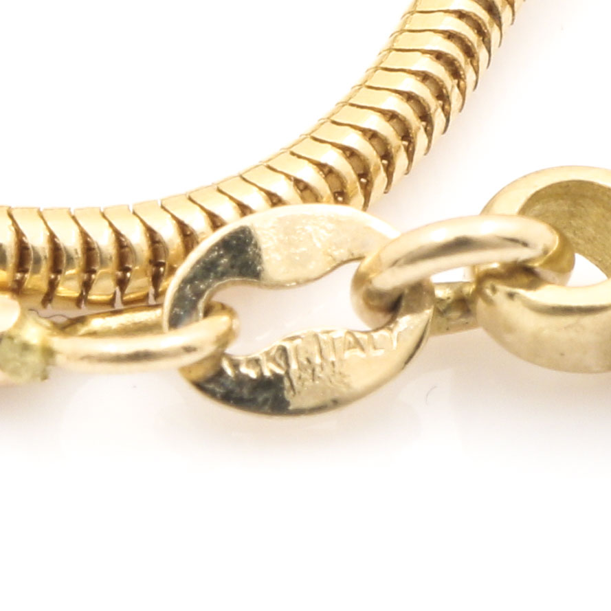 14K Yellow Gold Snake Chain with 18K Gold Clasp