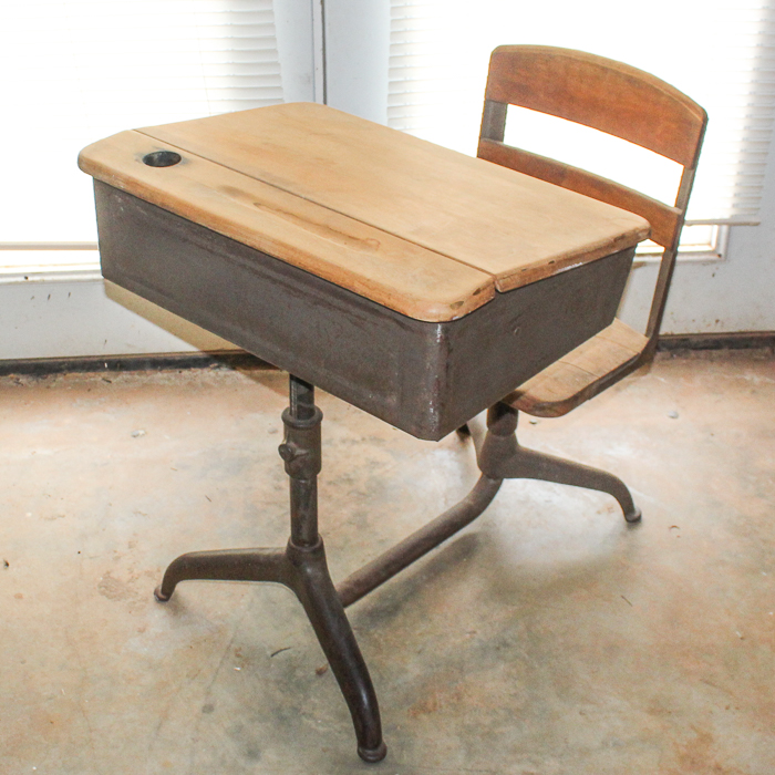 1950s Industrial School Desk with Swivel Chair