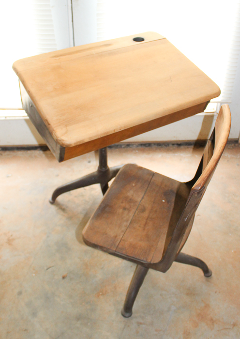 1950s Industrial School Desk with Swivel Chair