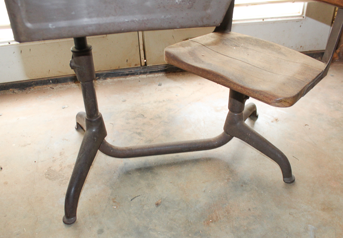 1950s Industrial School Desk with Swivel Chair