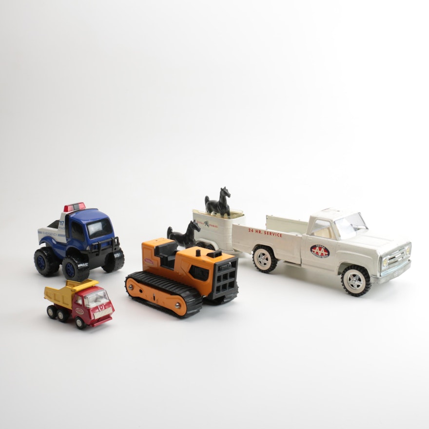 Assorted Toy Trucks and Construction Vehicles Including Tonka