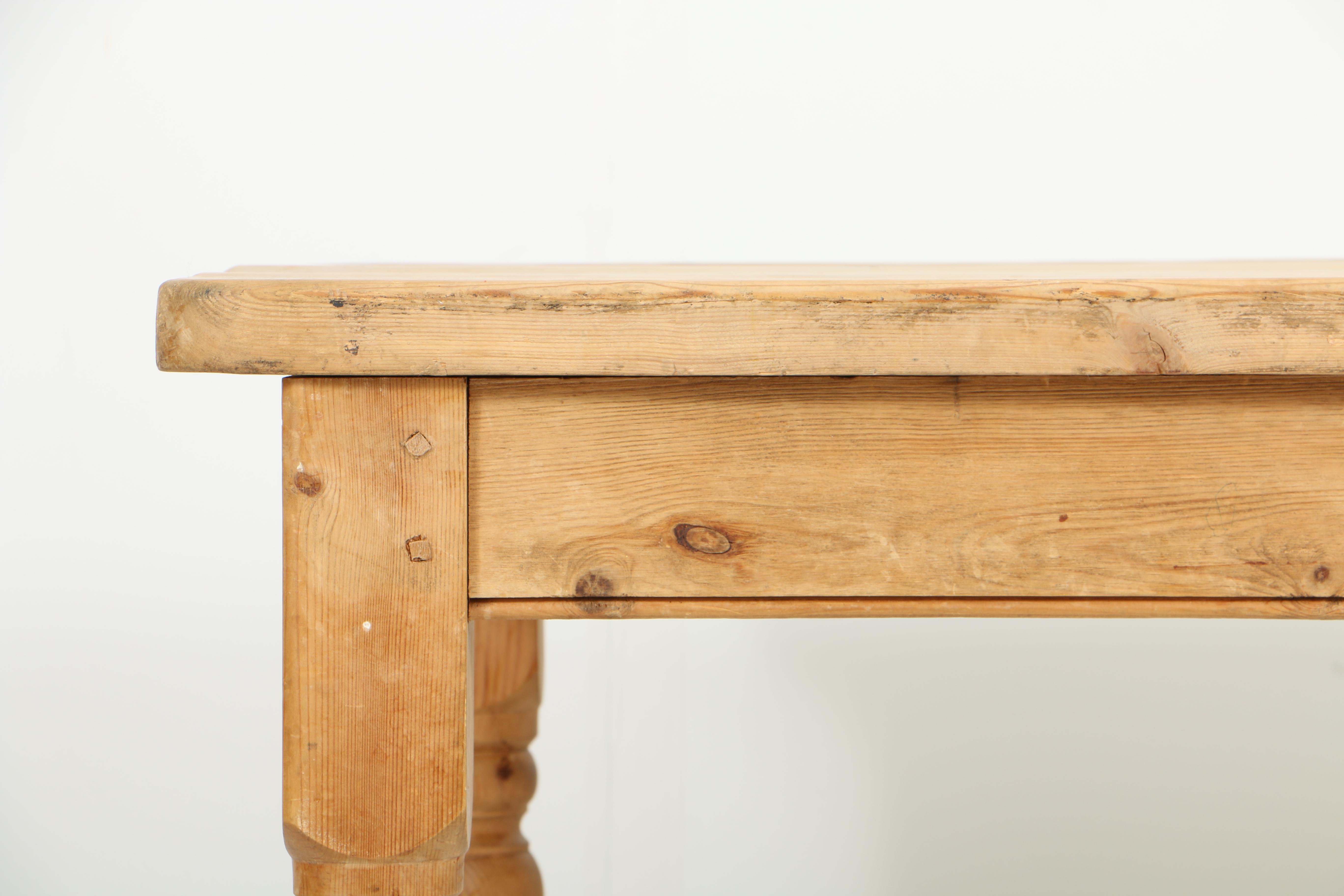 Vintage French Provincial Scrubbed Pine Farmhouse Table