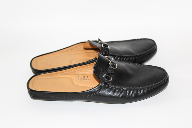Tod's Black Leather Driving Mules