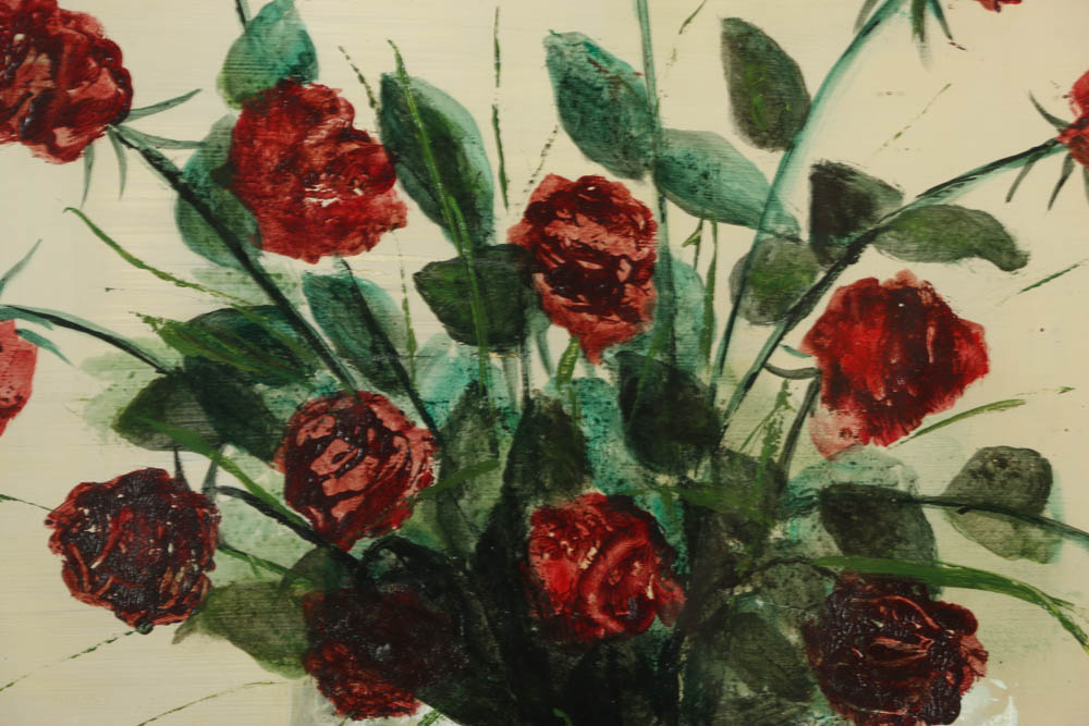 Jacqueline Saporiti Acrylic Painting on Panel of Roses